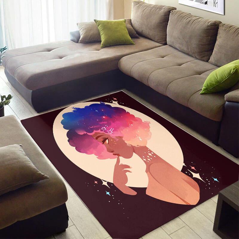 Nice African American Beautiful Black Queen Themed Carpet Style Rectangle Rug