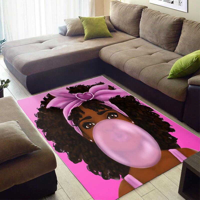 Nice African American Fancy Natural Hair Melanin Afro Woman Style Area Inspired Home Rectangle Rug