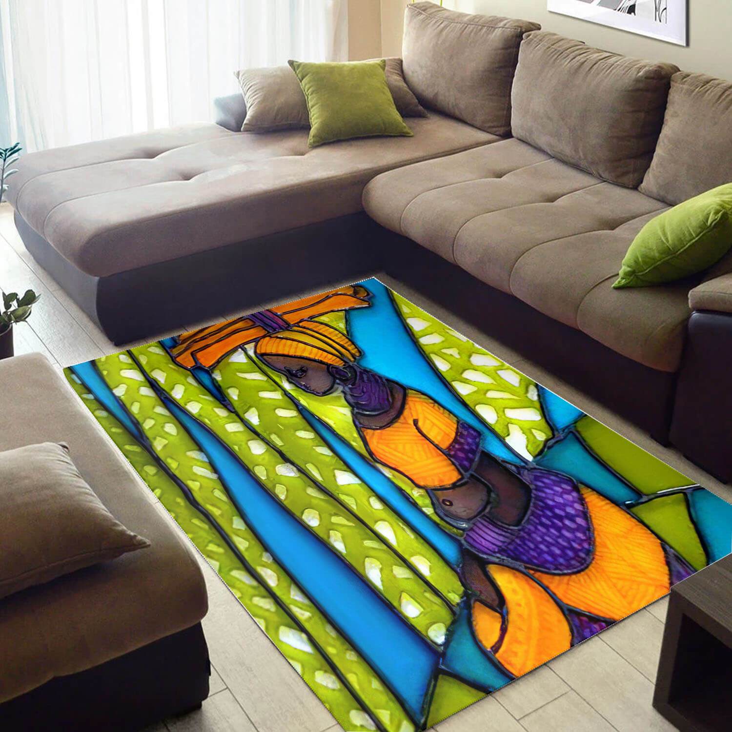 Nice African American Pretty Art Afro Girl Style Area Room Rectangle Rug