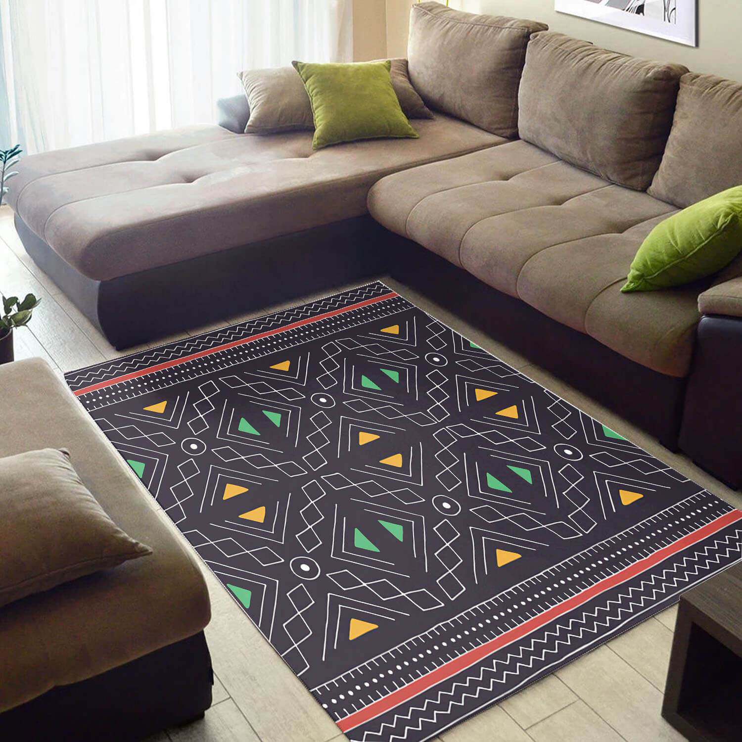 Nice African Cool Afro American Ethnic Seamless Pattern Themed Inspired Living Room Rectangle Rug