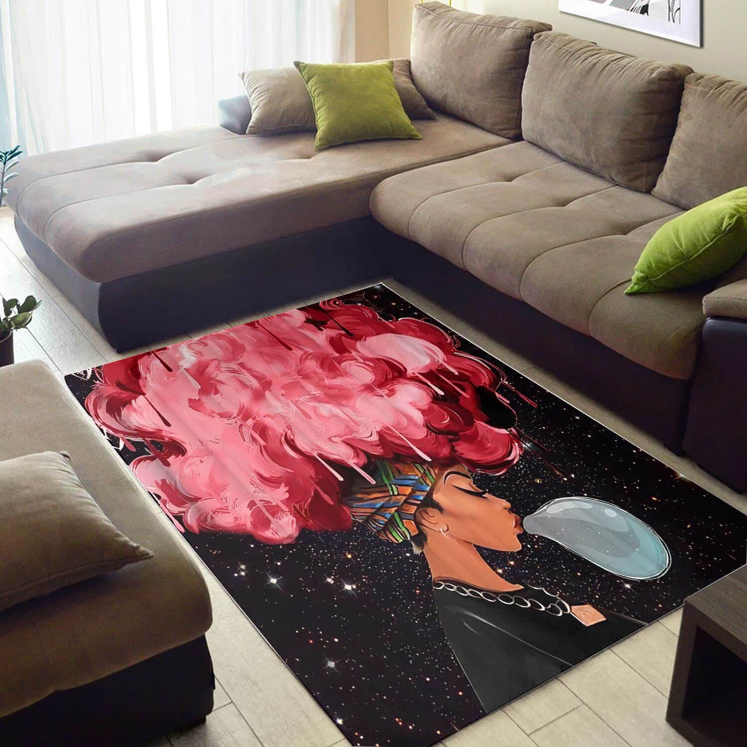 Nice African Cute American Black Art Melanin Girl Design Floor Style Rectangle Rug