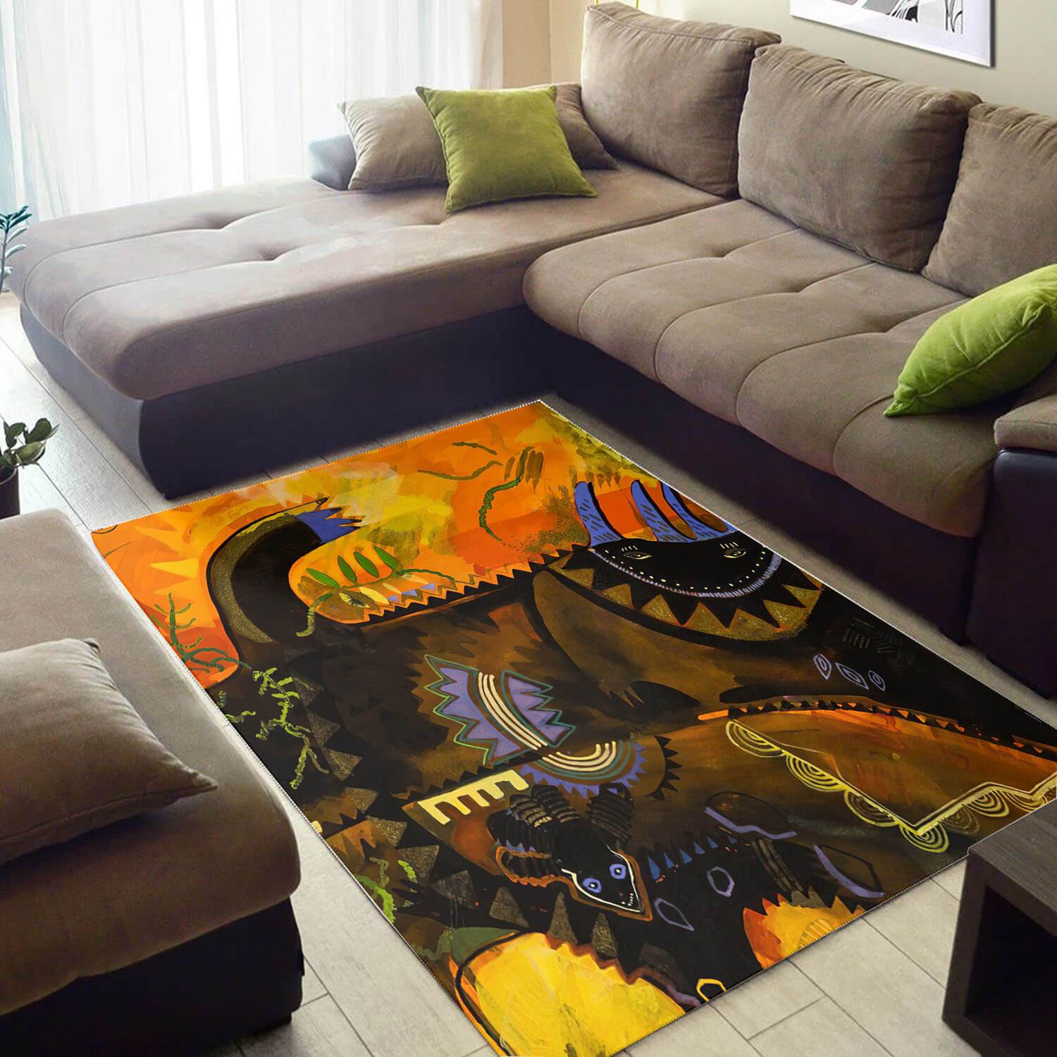 Nice African Cute Ethnic Seamless Pattern Themed Inspired Home Rectangle Rug