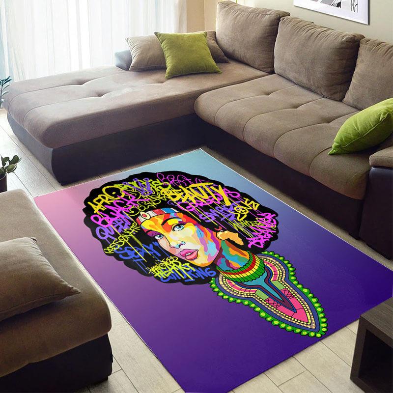 Nice African Cute Inspired Afro Woman Large Room Rectangle Rug