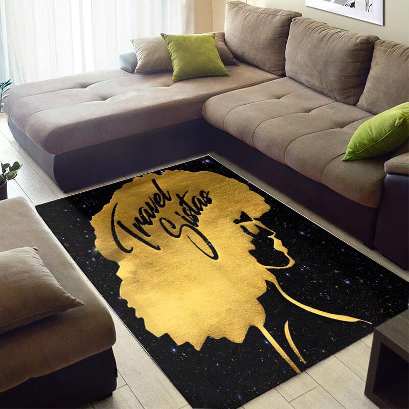 Nice African Cute Style Girl Travel Sistas Design Floor Inspired Home Rectangle Rug