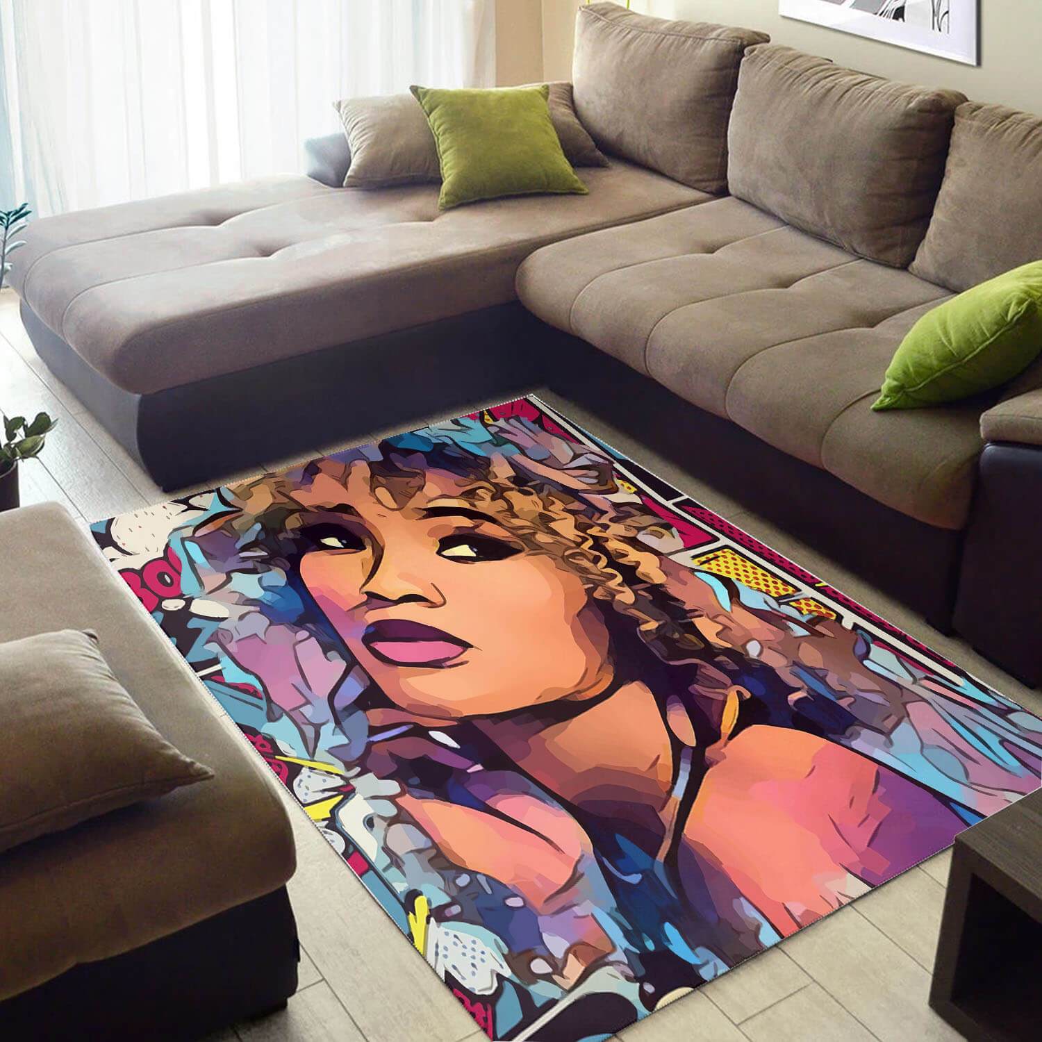 Nice African Fancy Afro American Black Queen Design Floor Carpet Style Rectangle Rug