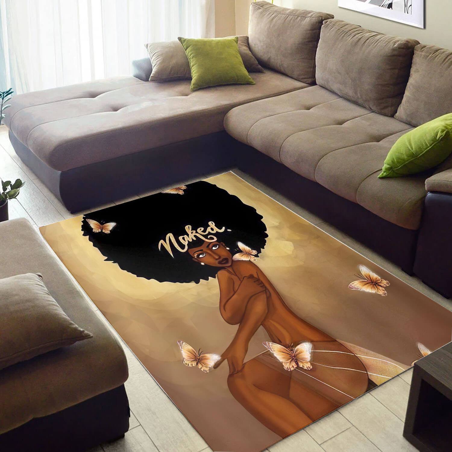 Nice African Fancy American Black Art Melanin Woman Themed Carpet Room Rectangle Rug