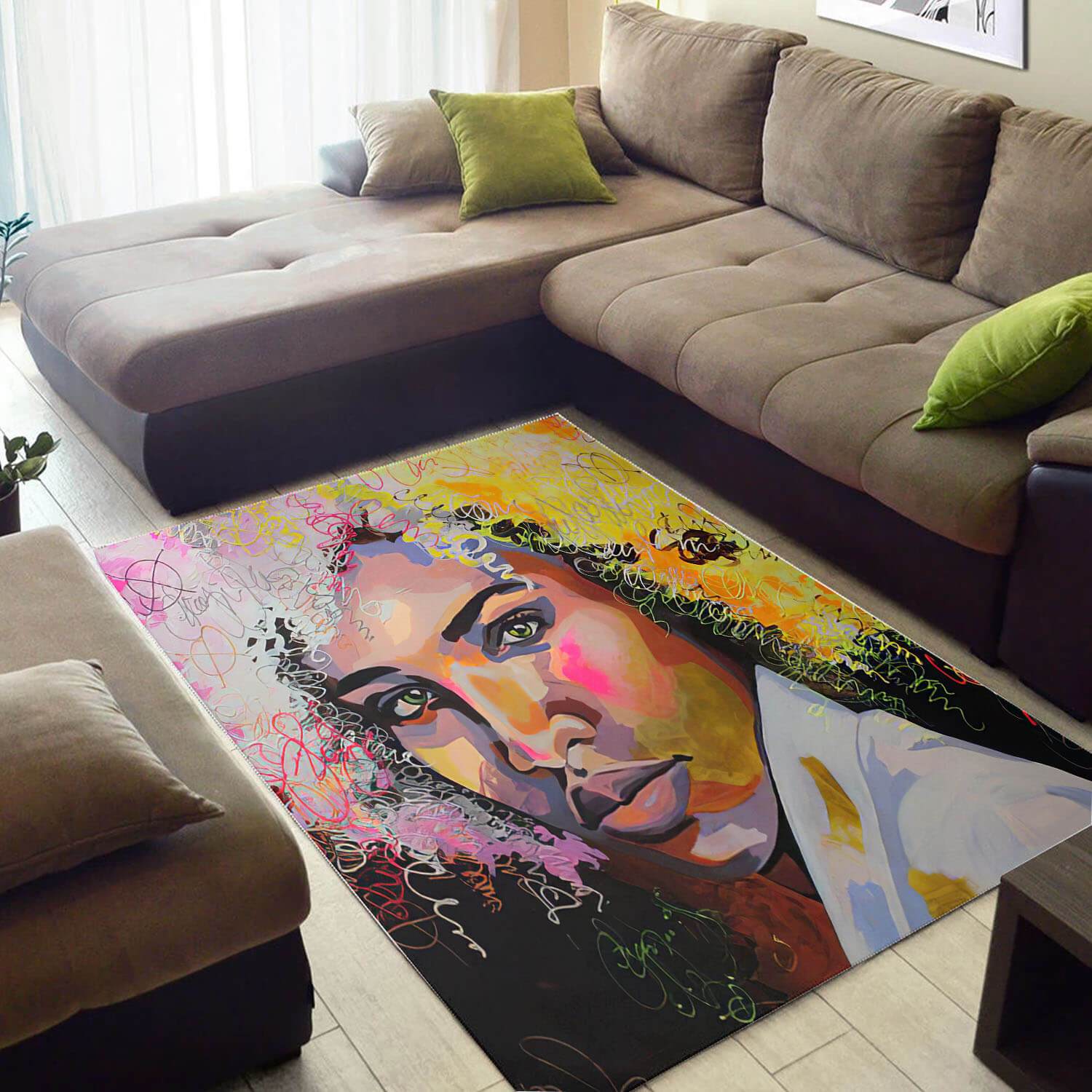 Nice African Pretty Afro American Girl Large Carpet Themed Home Rectangle Rug