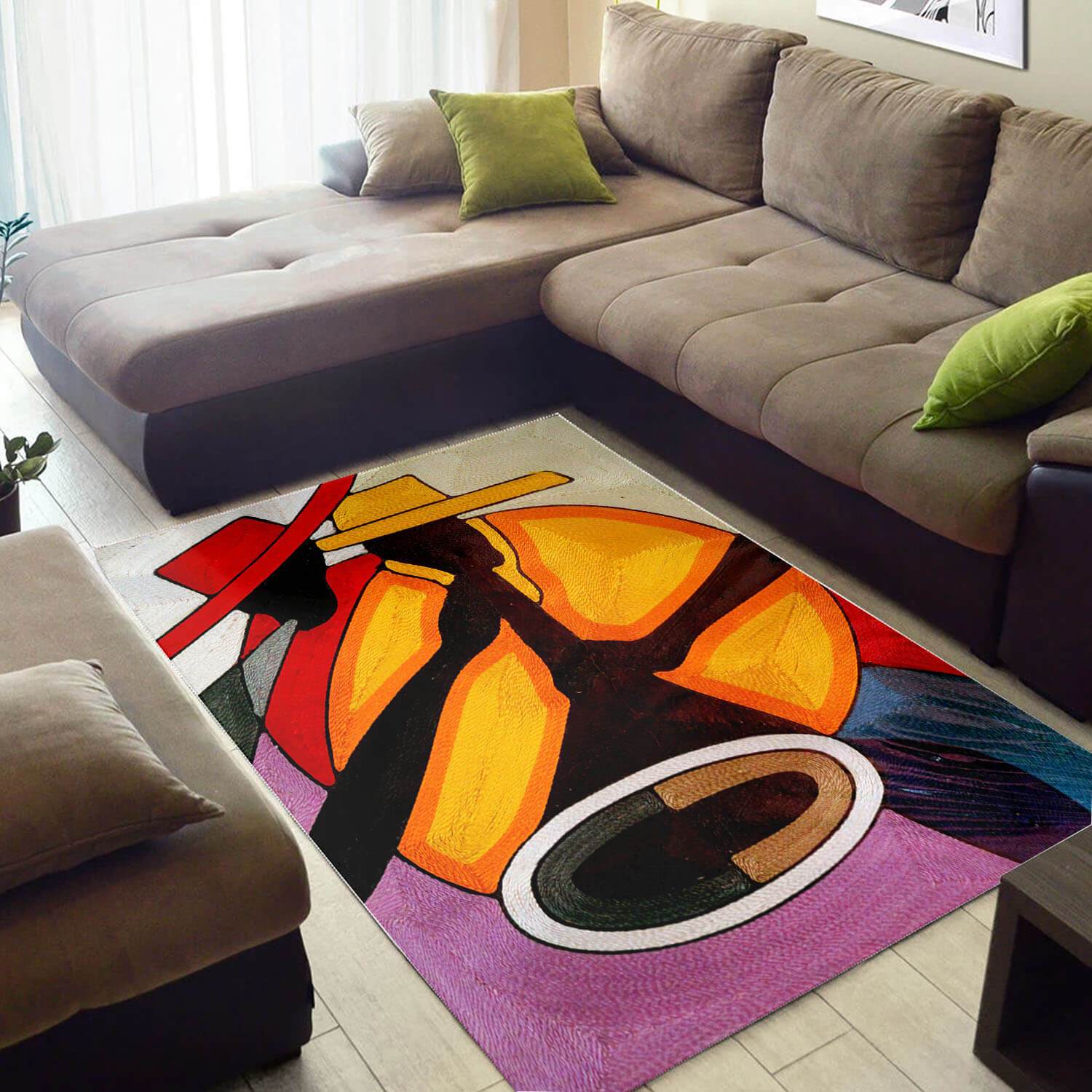 Nice African Pretty Style Afro Girl Large Themed Home Rectangle Rug