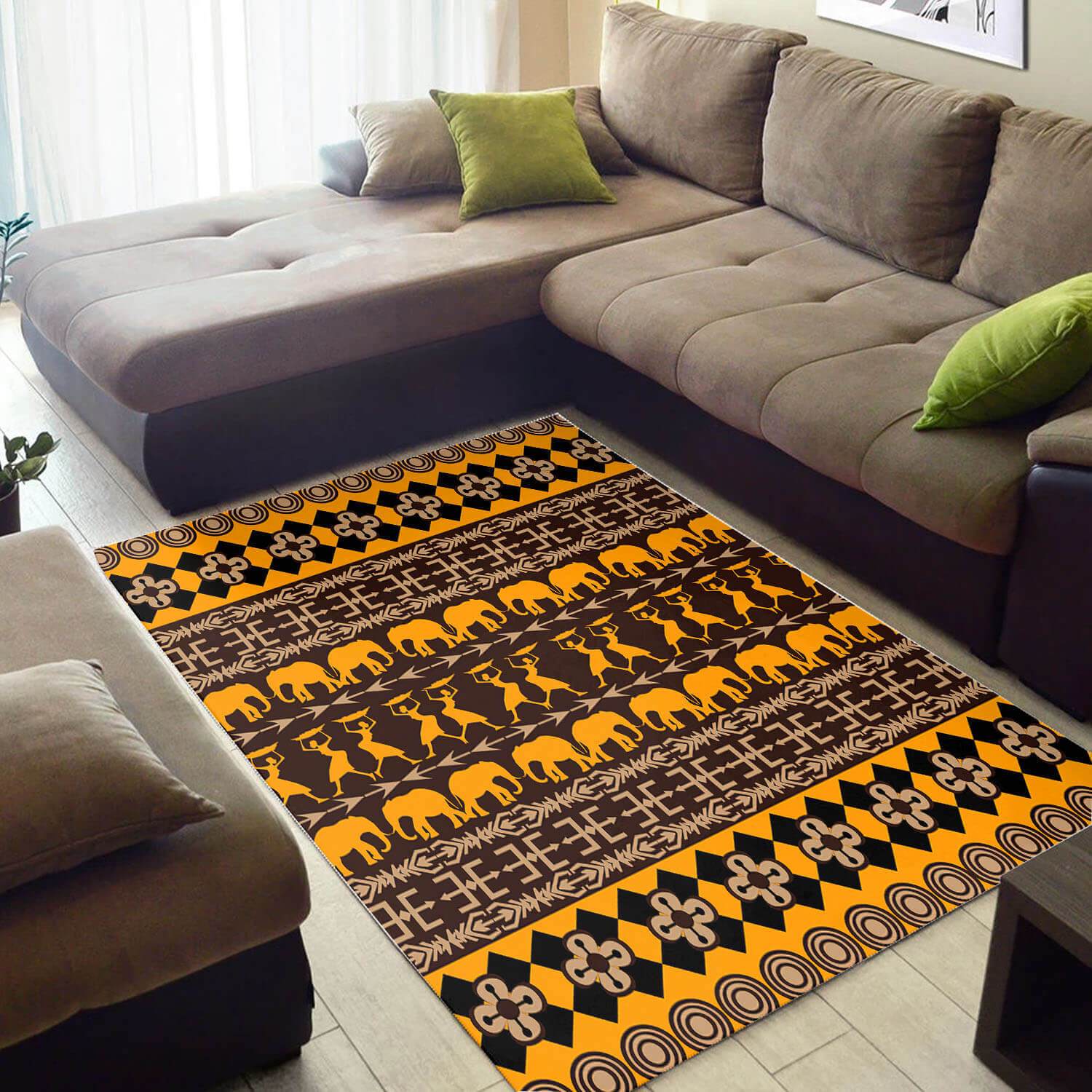 Nice African Retro Inspired Seamless Pattern Themed Style Rectangle Rug