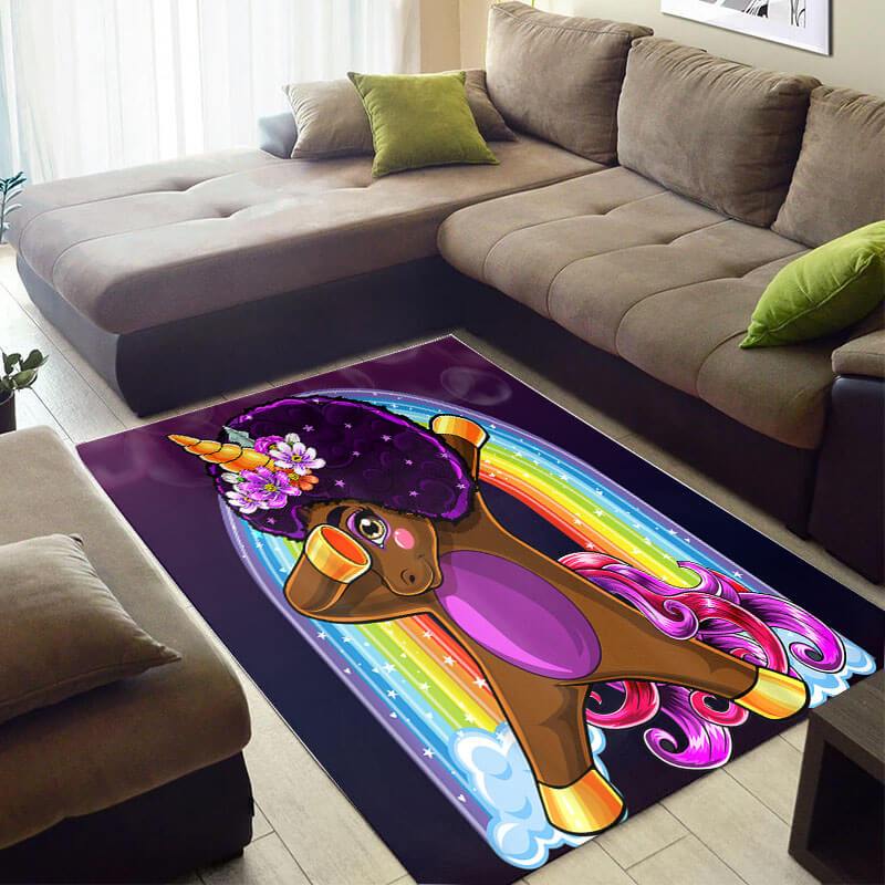Nice African Style Beautiful Afrocentric Woman Unicorn Themed Carpet Inspired Living Room Rectangle Rug