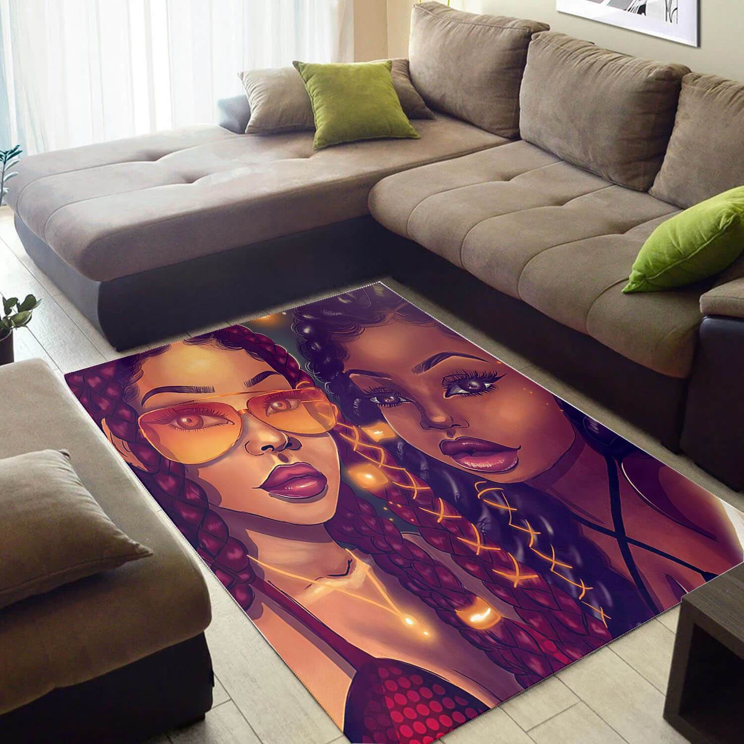 Nice African Style Cute American Art Black Girl Inspired Home Rectangle Rug
