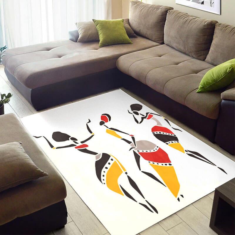 Nice African Style Cute American Black Art Afro Lady Themed Inspired Living Room Rectangle Rug