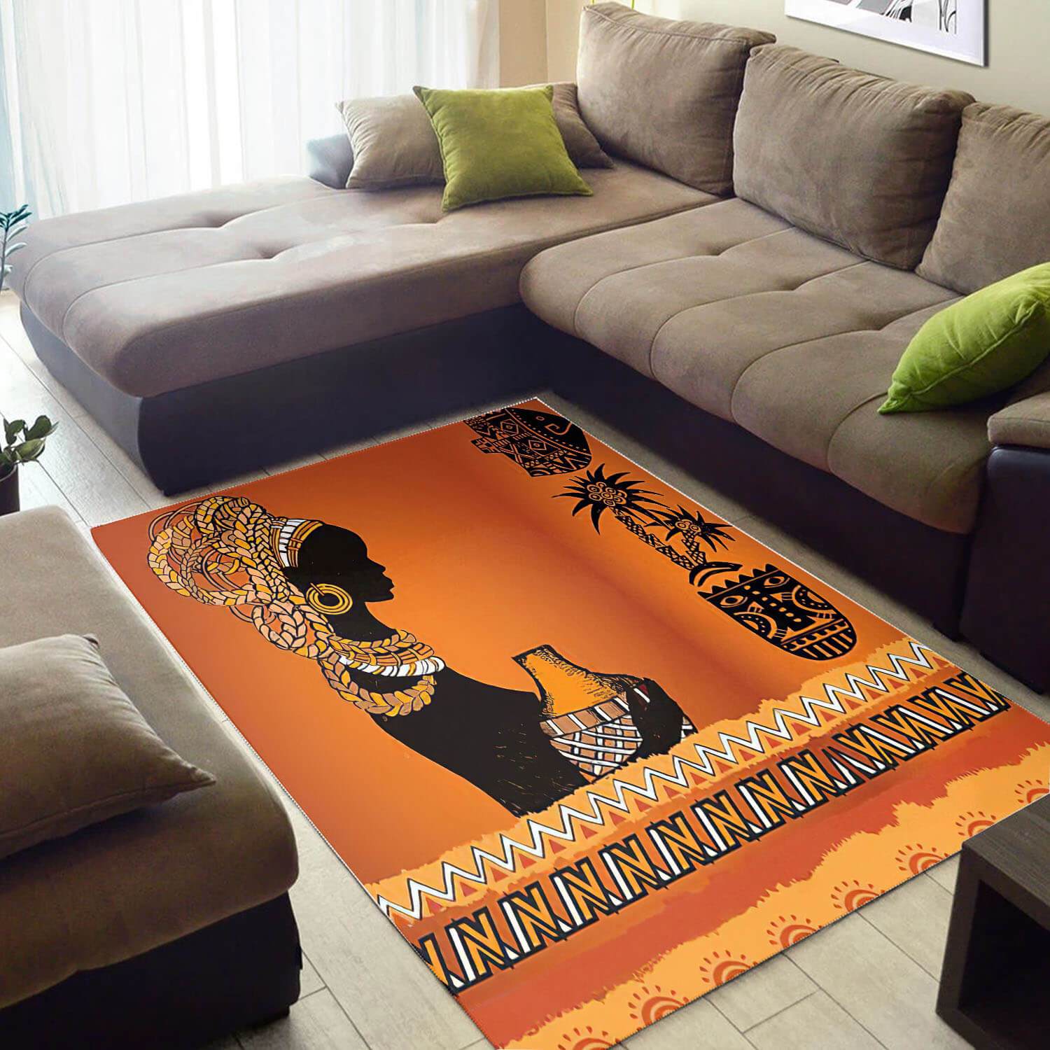 Nice African Style Fancy American Afro Woman Carpet Inspired Living Room Rectangle Rug