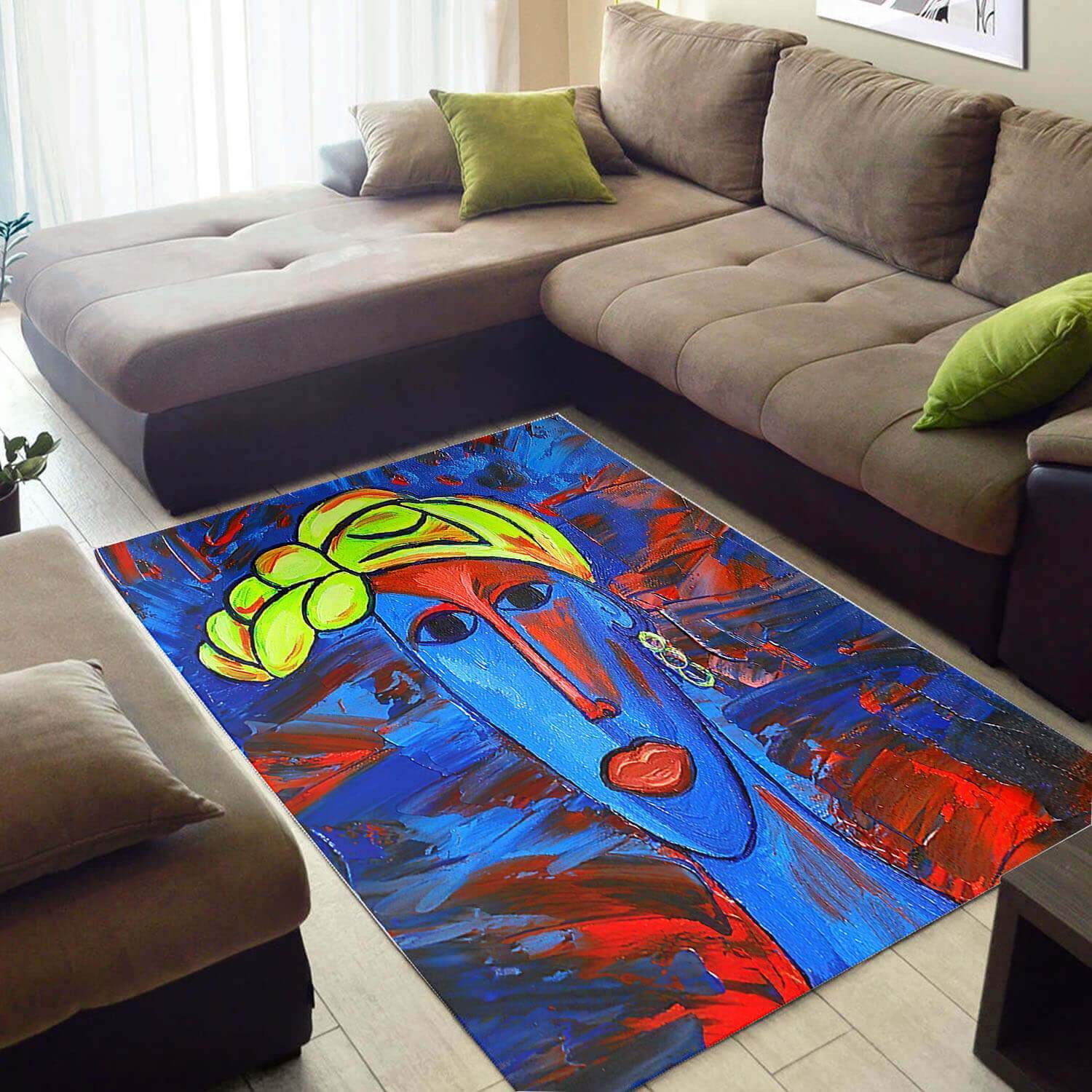 Nice African Style Fancy Black Girl Large House Rectangle Rug