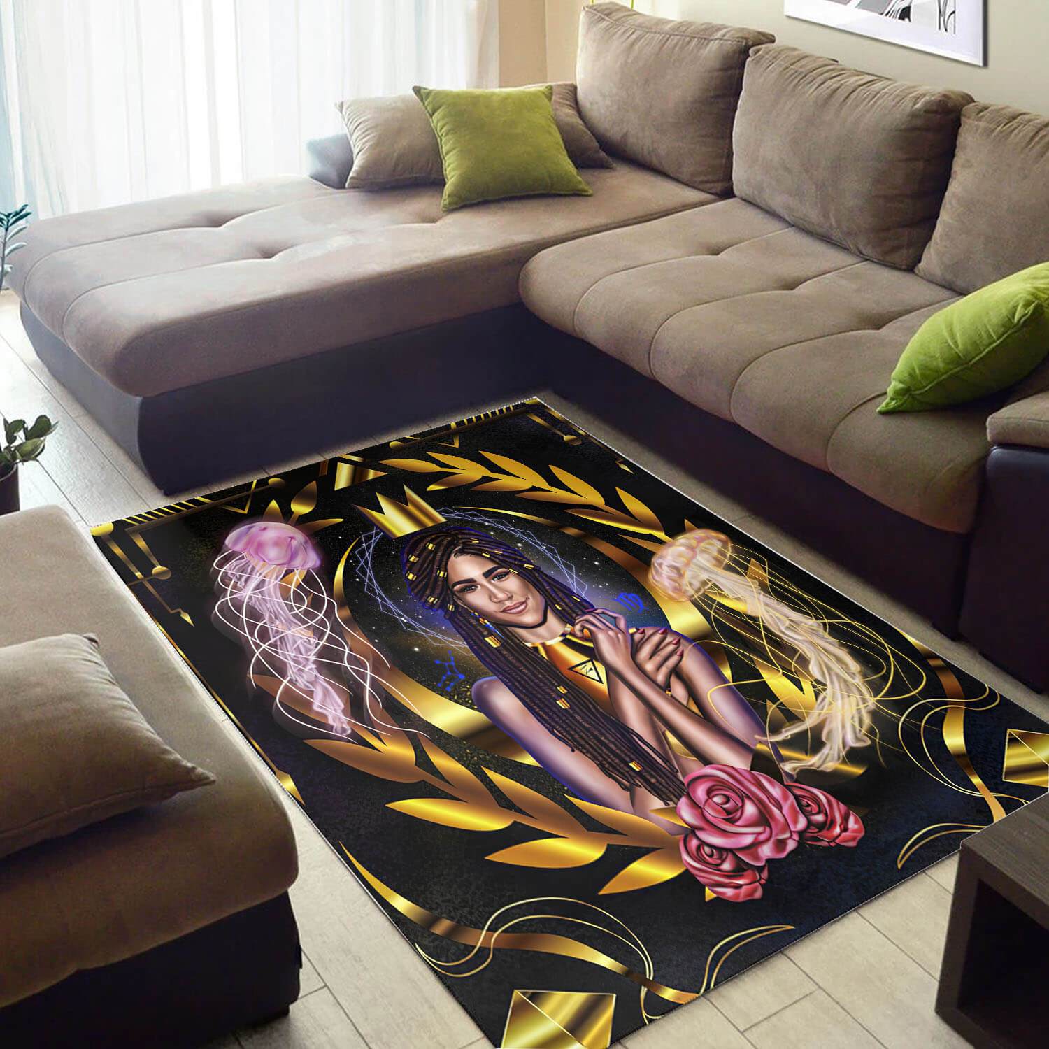 Nice African Style Fancy Inspired Queen Carpet Room Rectangle Rug