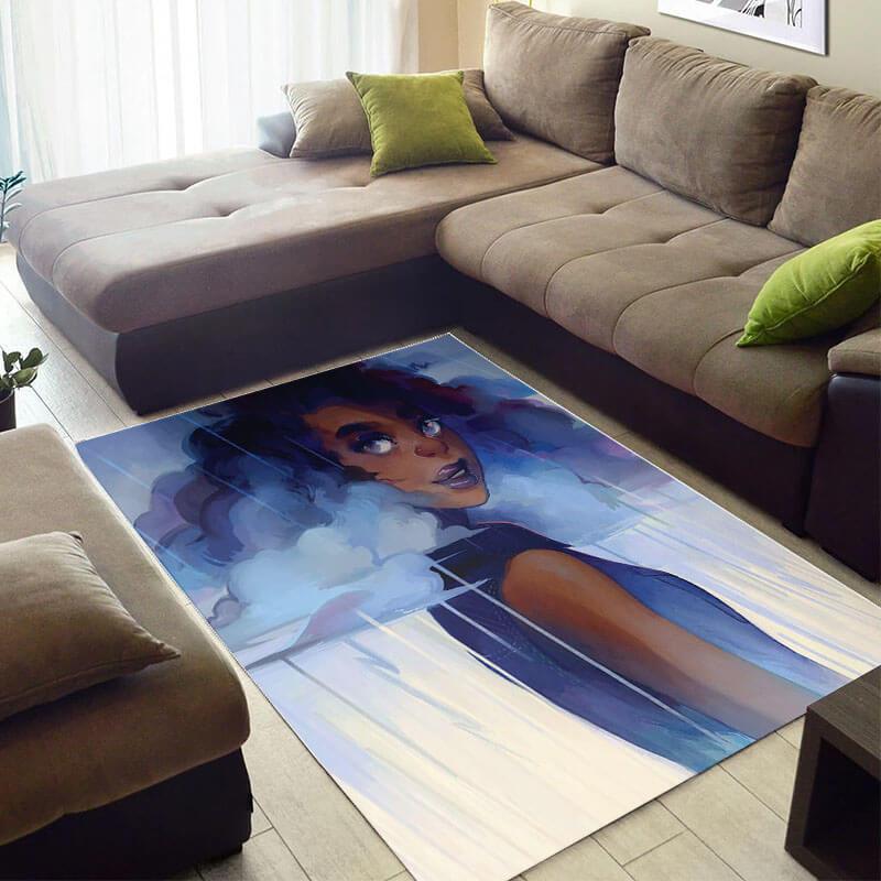 Nice African Style Pretty American Black Art Melanin Woman Design Floor Carpet Inspired Living Room Rectangle Rug