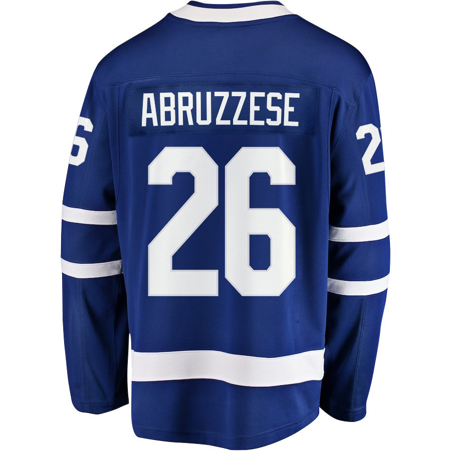 Nicholas Abruzzese 26 Toronto Maple Leafs Stanley Cup 2023 Playoffs Patch Home Breakaway Men Stitched Jersey – Blue