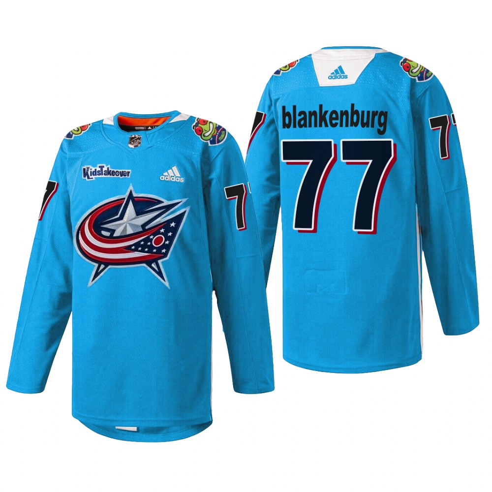 Nick Blankenburg Columbus Blue Jackets Kids Takeover Jersey Blue #77 Warmup