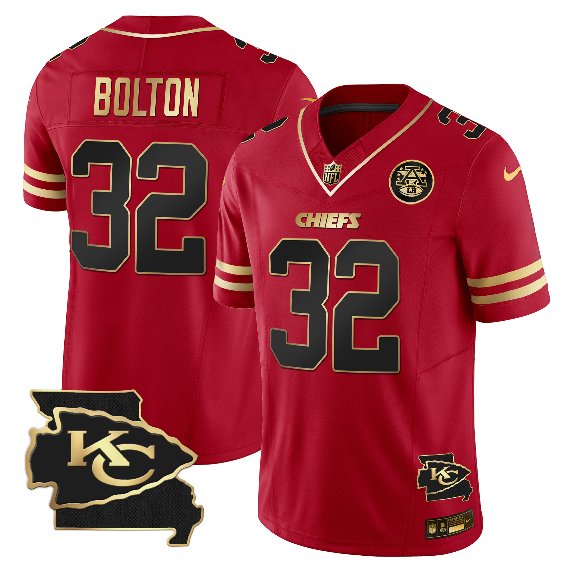 Nick Bolton Men's Kansas City Chiefs Missouri Patch Vapor Limited Black Red Jersey - All Stitched 