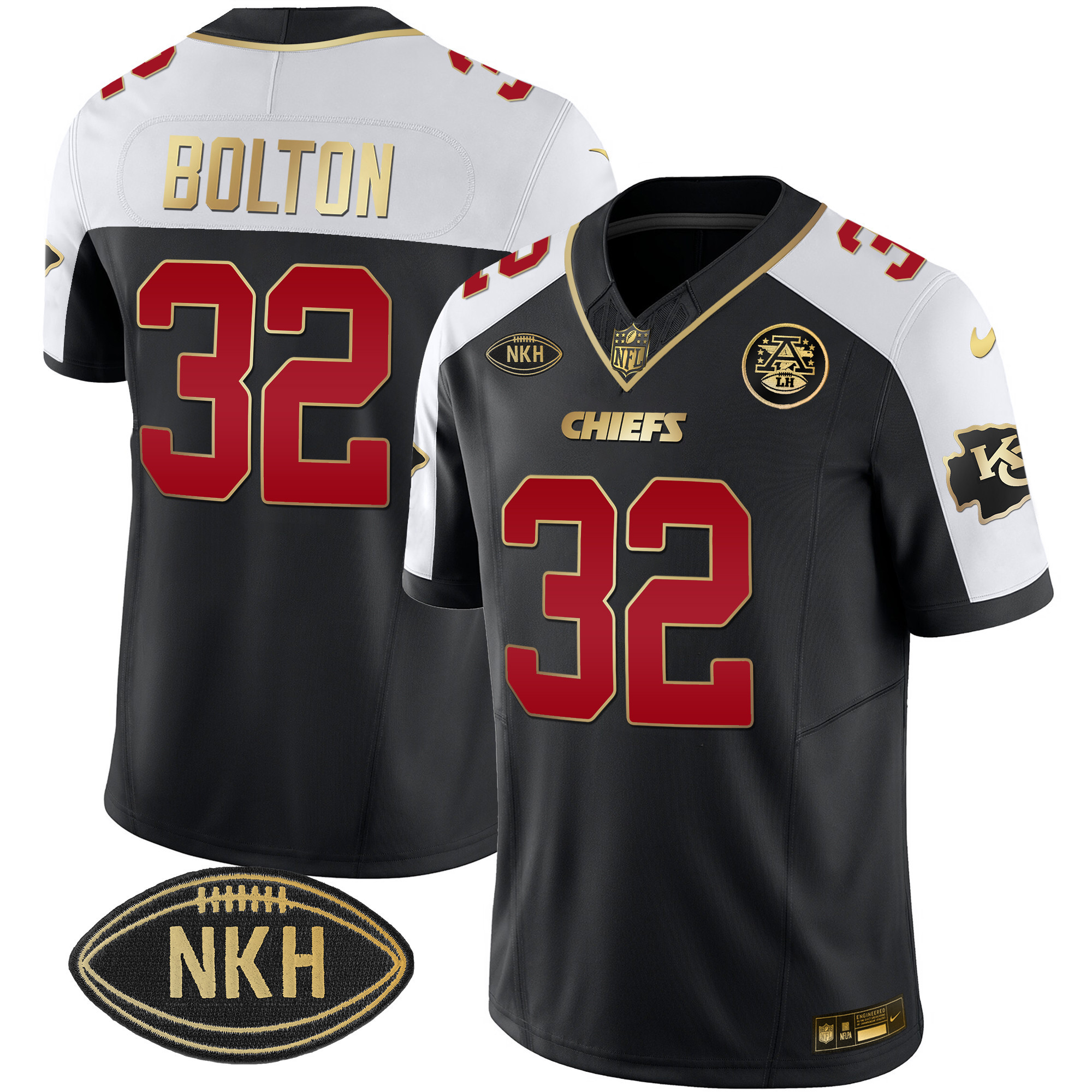 Nick Bolton Men's Kansas City Chiefs NKH Patch 2023 Vapor Limited Black Alternate Jersey - All Stitched 