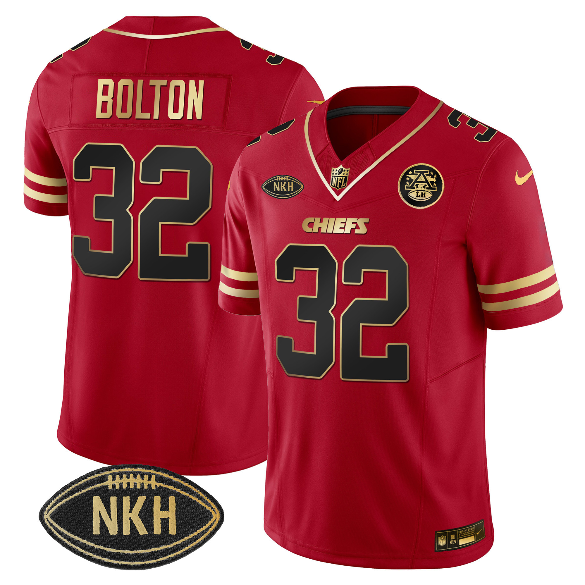 Nick Bolton Men's Kansas City Chiefs NKH Patch 2023 Vapor Limited Black Red Jersey - All Stitched 