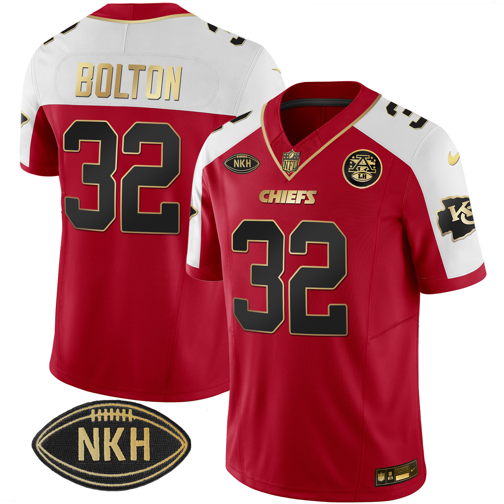 Nick Bolton Men's Kansas City Chiefs NKH Patch 2023 Vapor Limited Red Alternate Jersey - All Stitched 