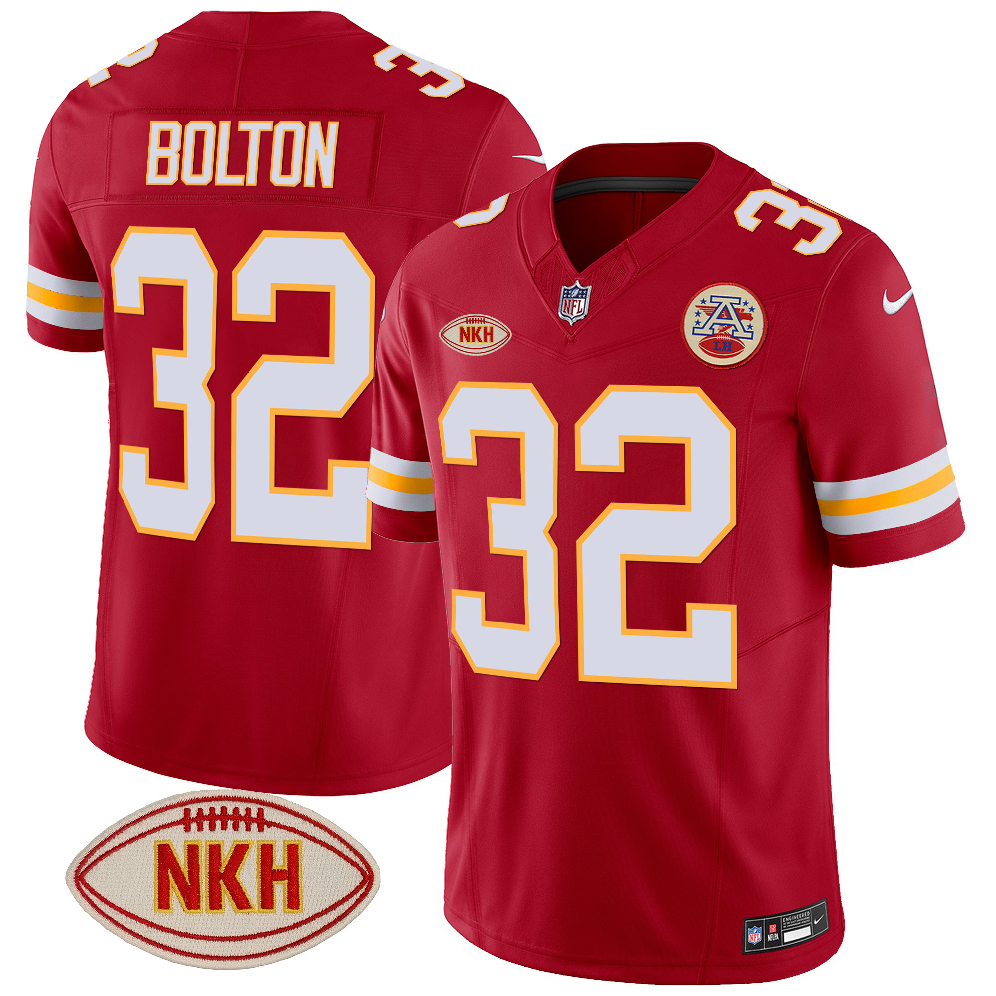Nick Bolton Men's Kansas City Chiefs NKH Patch 2023 Vapor Limited Red Jersey - All Stitched 