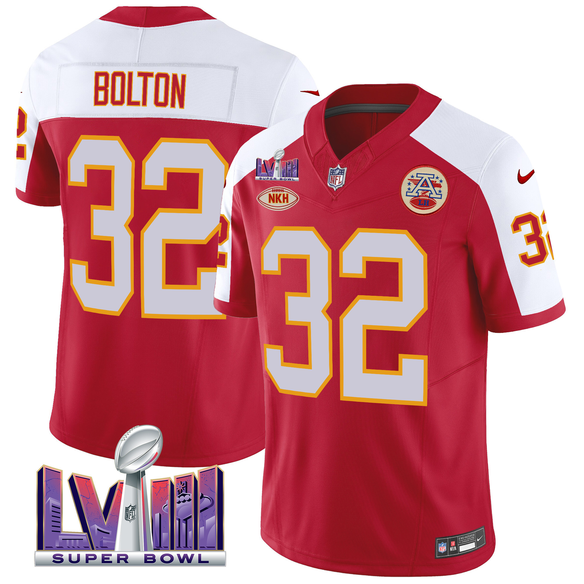 Nick Bolton Men's Kansas City Chiefs Throwback Super Bowl LVIII Vapor Alternate Jersey - All Stitched 