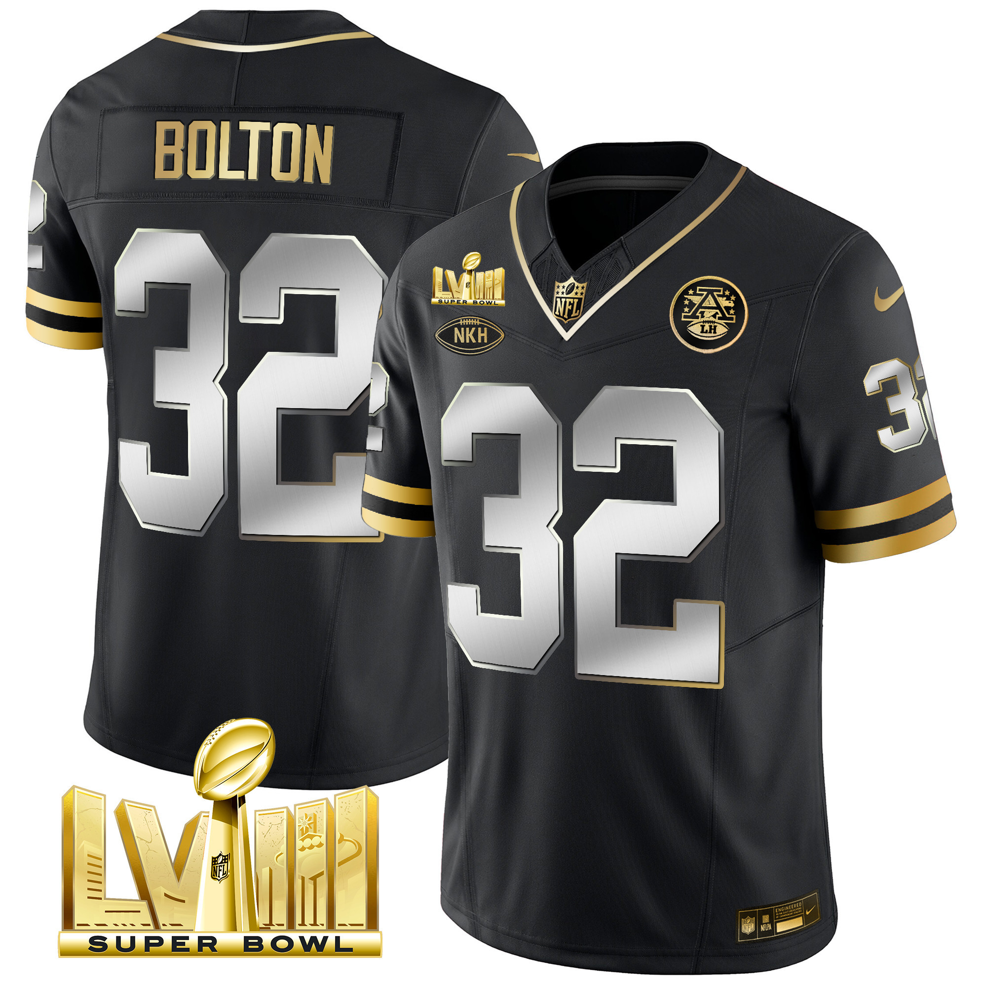 Nick Bolton Men's Kansas City Chiefs Throwback Super Bowl LVIII Vapor Black Limited Jersey - All Stitched 