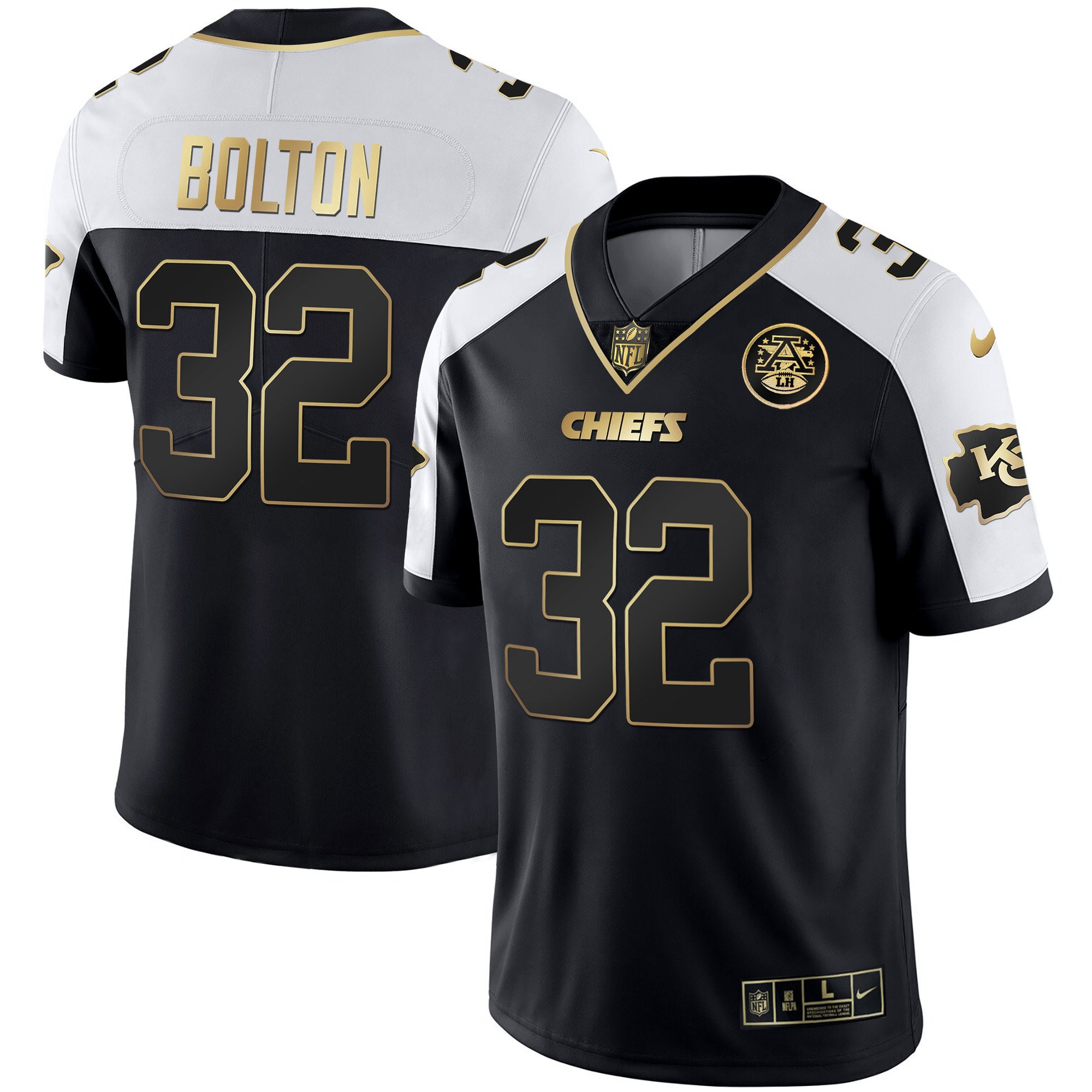 Nick Bolton Men's Kansas City Chiefs White Gold & Black Gold Alternate Jersey - All Stitched 