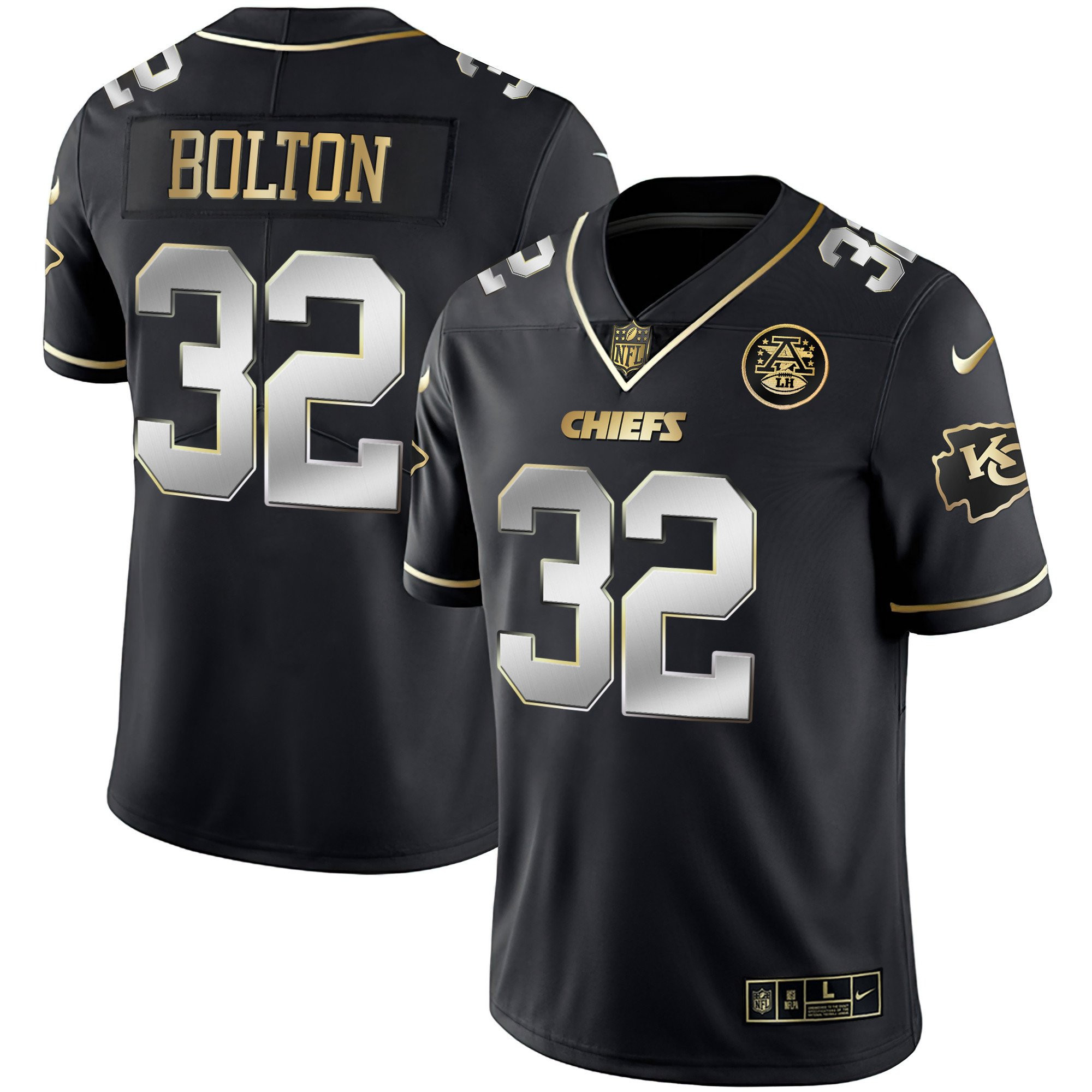Nick Bolton Men's Kansas City Chiefs White Gold & Black Gold Black Limited Jersey - All Stitched 