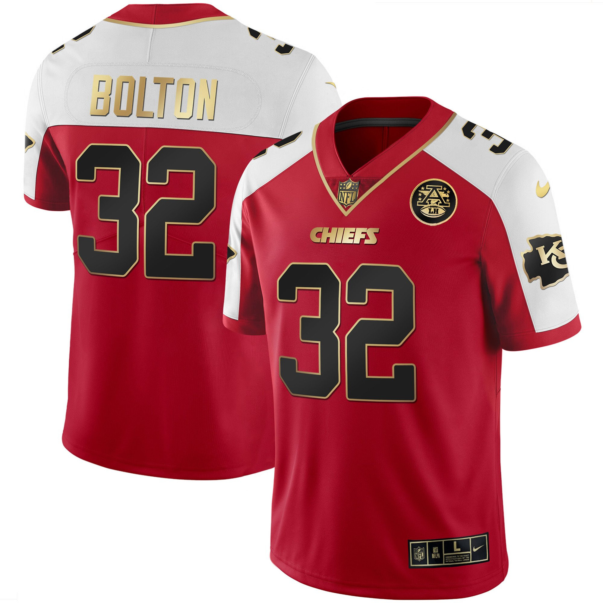 Nick Bolton Men's Kansas City Chiefs White Gold & Black Gold Red Alternate Jersey - All Stitched 