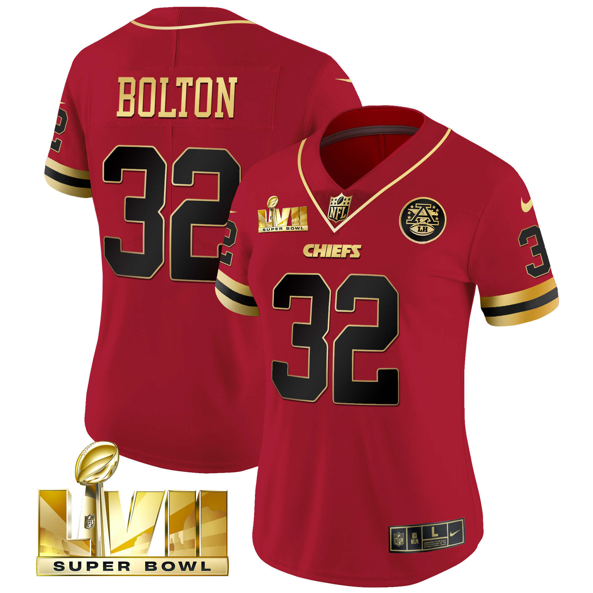 Nick Bolton Women's Kansas City Chiefs Throwback Limited Vapor Black Red Jersey - All Stitched 