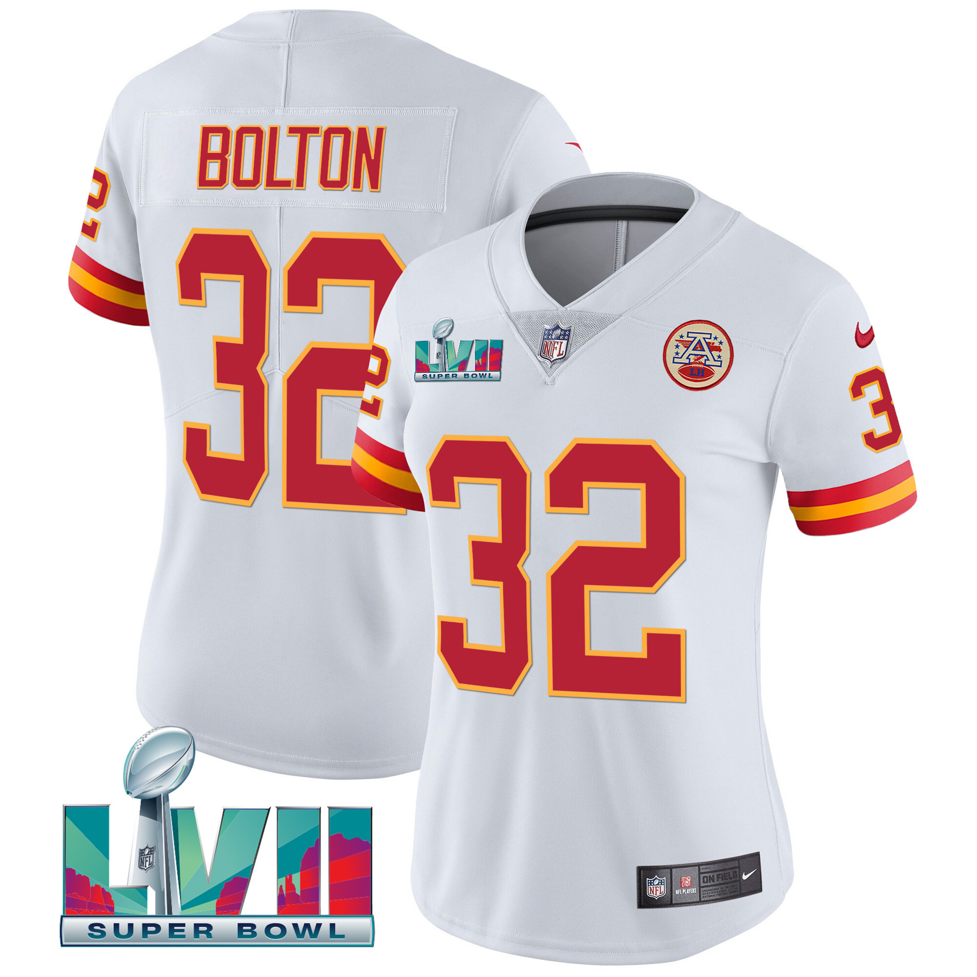Nick Bolton Women's Kansas City Chiefs Throwback Limited Vapor White Jersey - All Stitched 