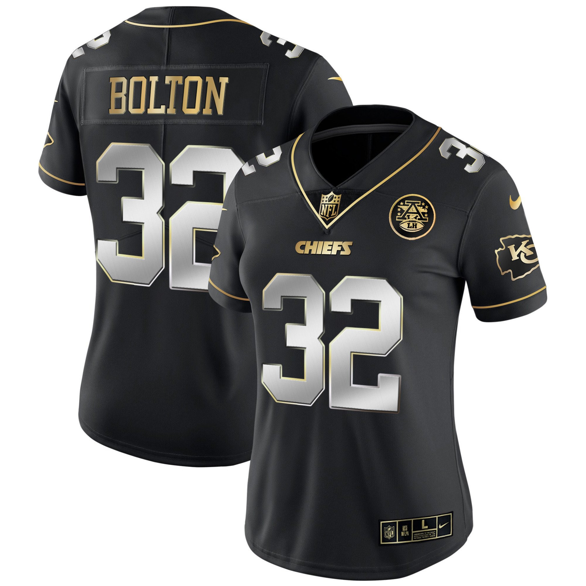 Nick Bolton Women's Kansas City Chiefs White Gold & Black Gold Black Limited Jersey - All Stitched 