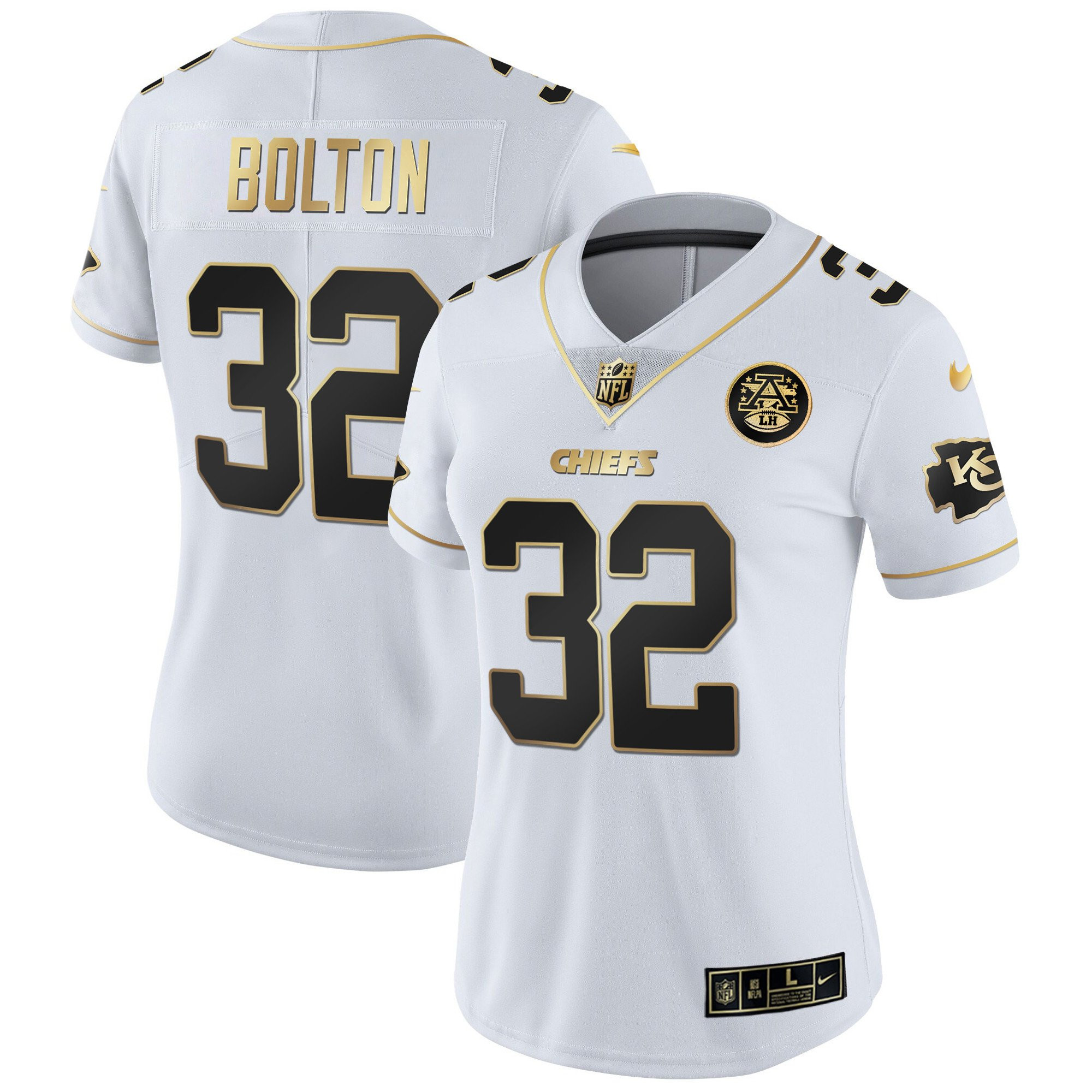 Nick Bolton Women's Kansas City Chiefs White Gold & Black Gold White Gold Jersey - All Stitched 