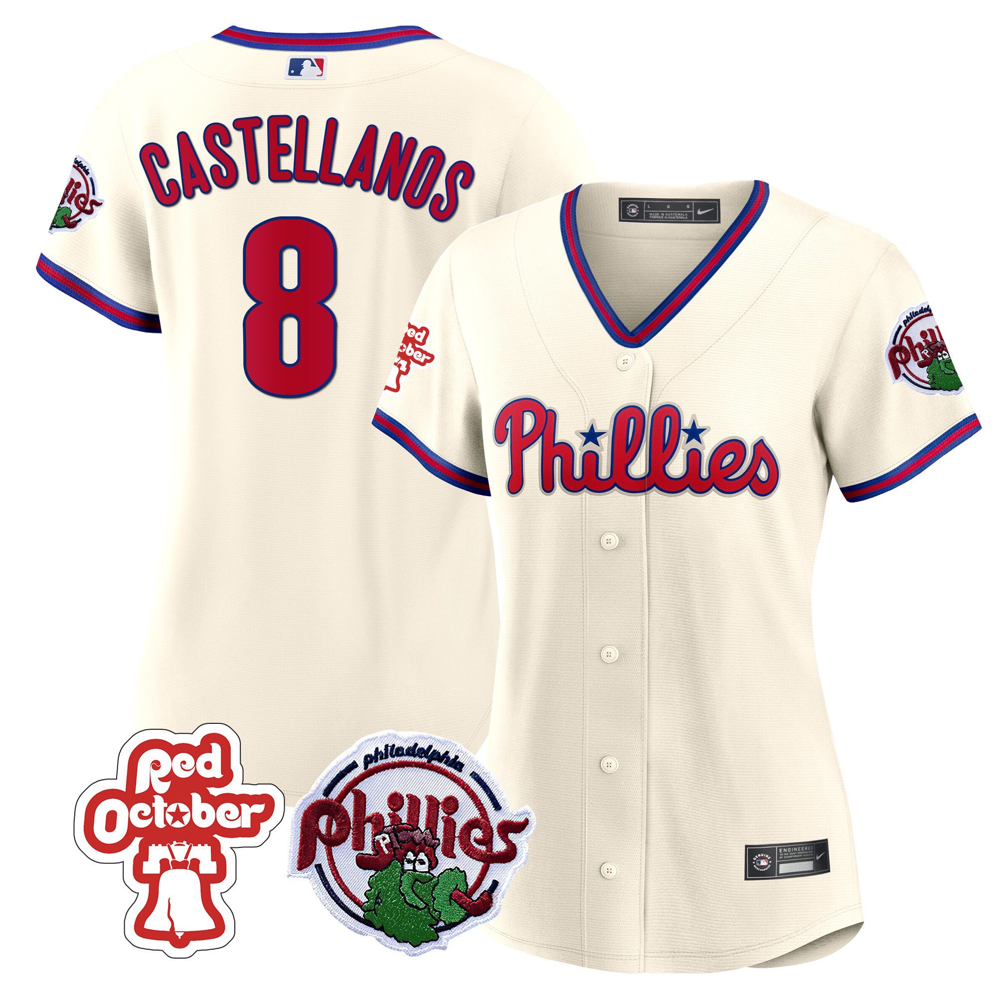 Nick Castellanos Women's Philadelphia Phillies Red October Patch Cream Jersey - All Stitched