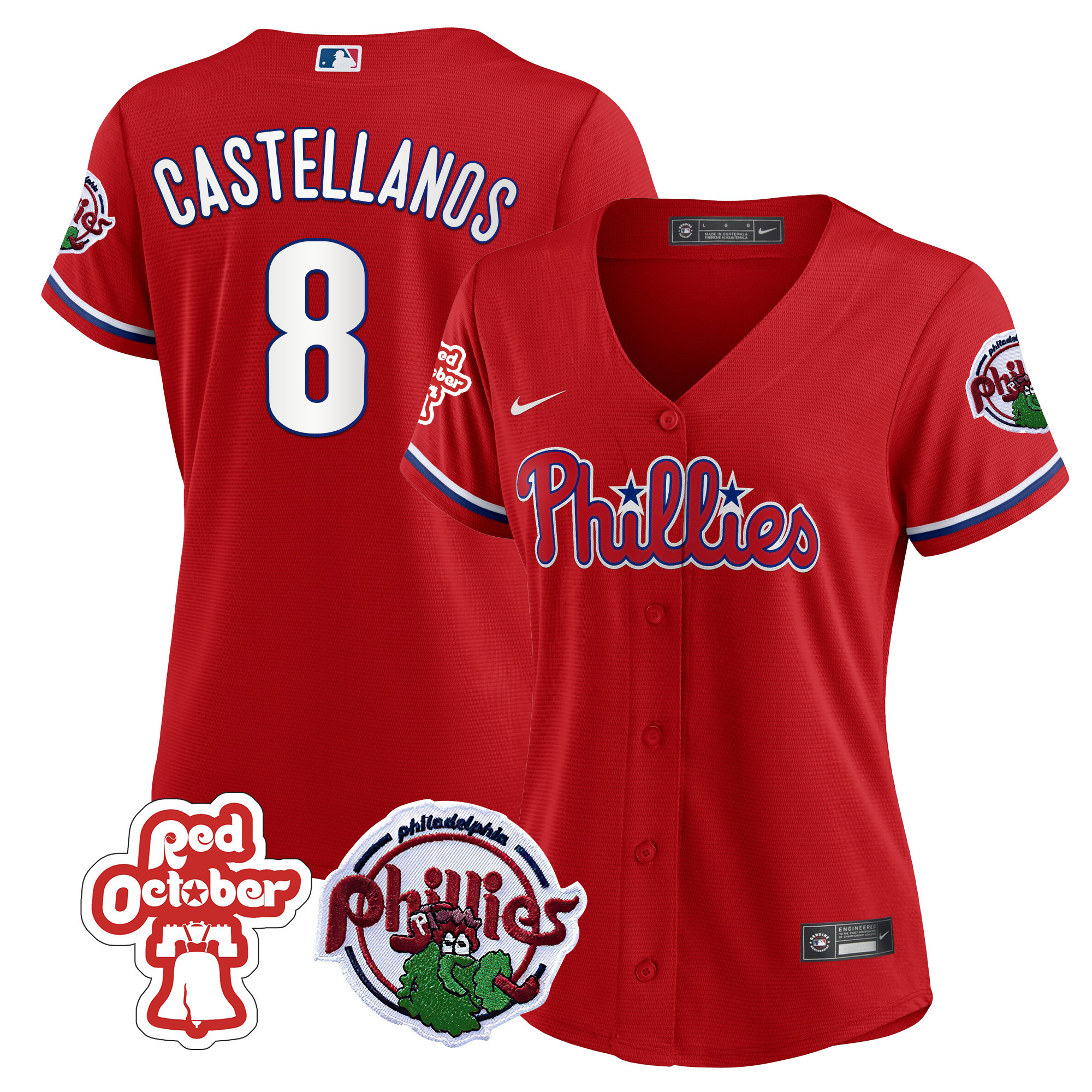 Nick Castellanos Women's Philadelphia Phillies Red October Patch Jersey - All Stitched