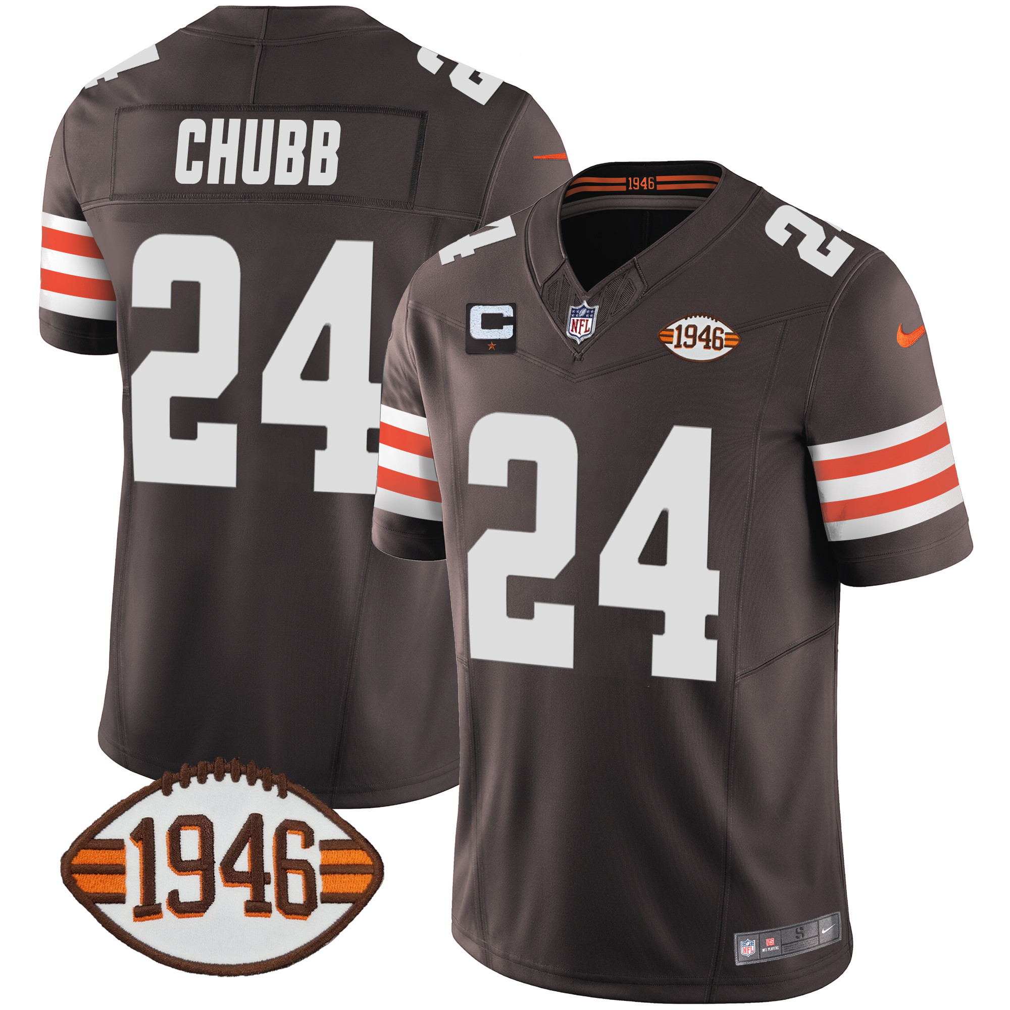 Nick Chubb Men's Cleveland Browns 1946 75th Anniversary Patch Jersey - All Stitched