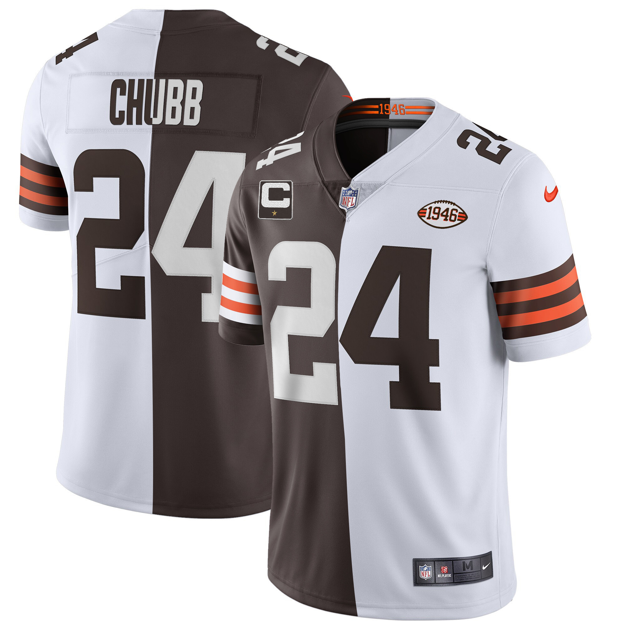 Nick Chubb Men's Cleveland Browns Gold & Split Vapor Limited Jersey - All Stitched
