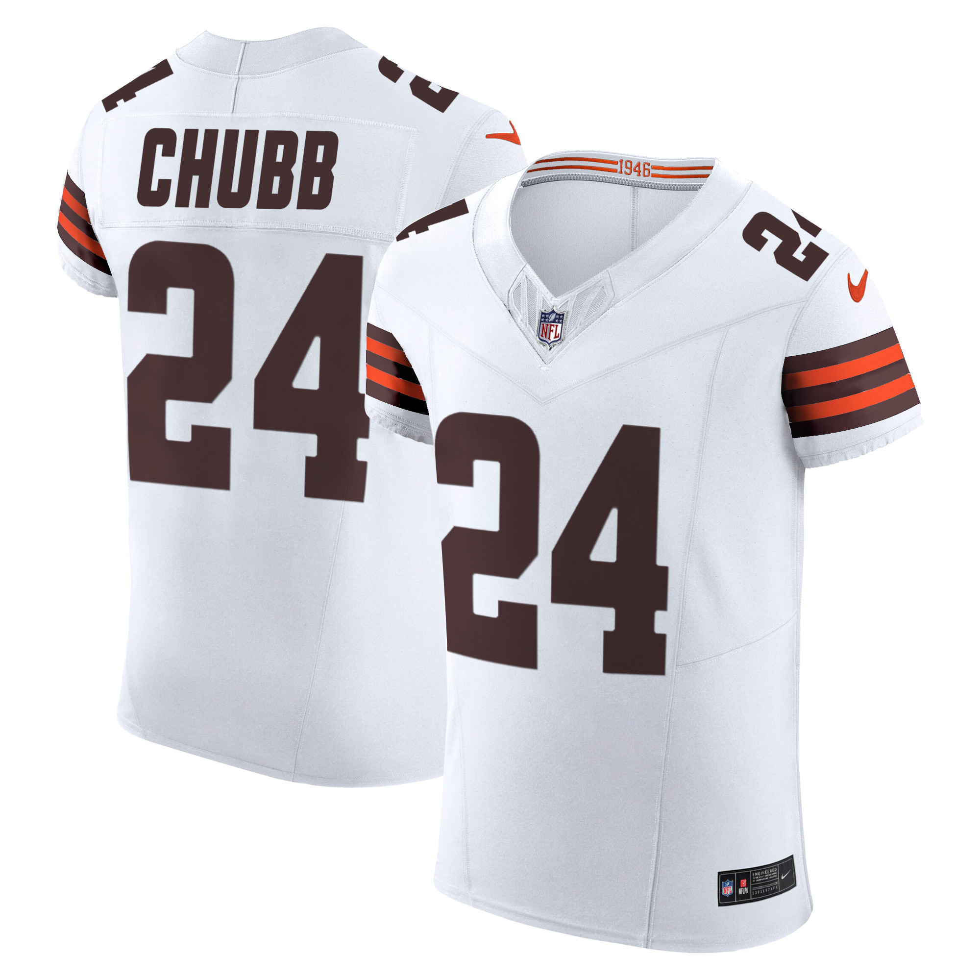 Nick Chubb Men's Cleveland Browns Vapor Elite White Jersey - All Stitched