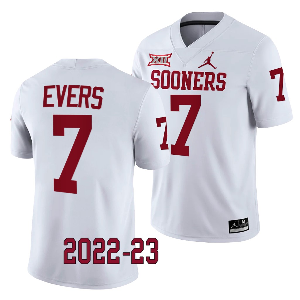 Nick Evers Oklahoma Sooners 2022-23 College Game Jersey Men's White #7 Uniform