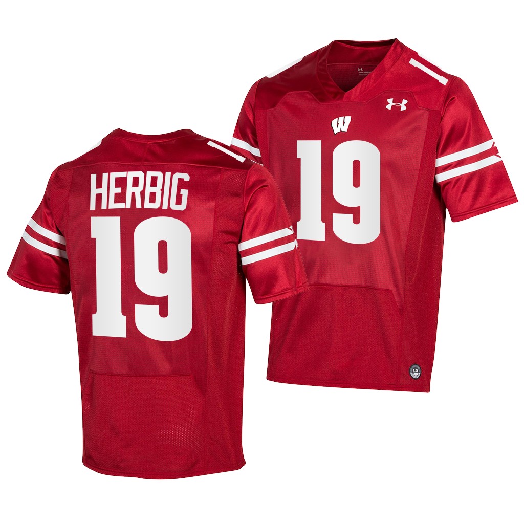 Nick Herbig Wisconsin Badgers #19 Red Jersey Pick-A-Player Men's NIL Uniform