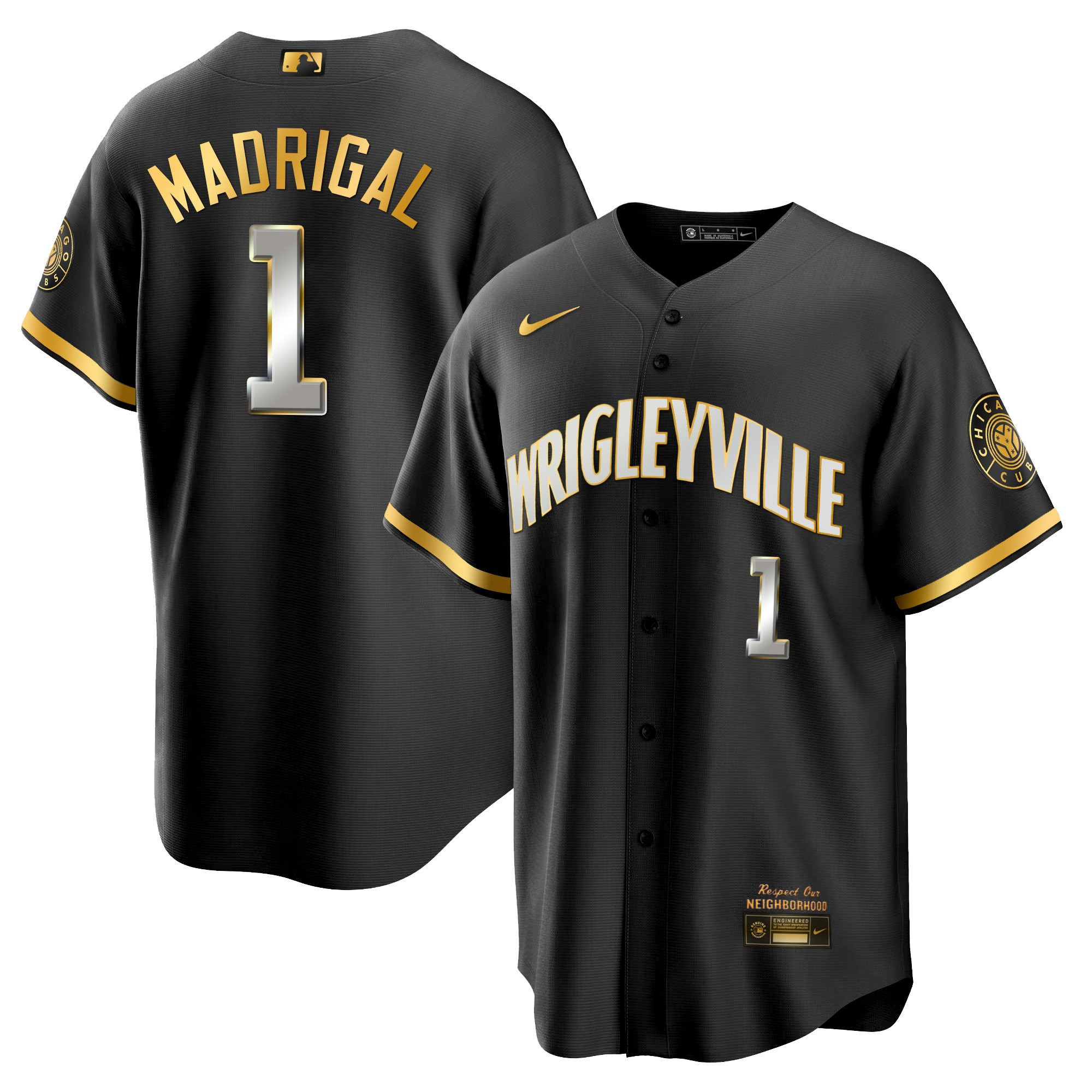 Nick Madrigal Men's Chicago Cubs City Connect Gold Cool Black Limited Jersey - All Stitched