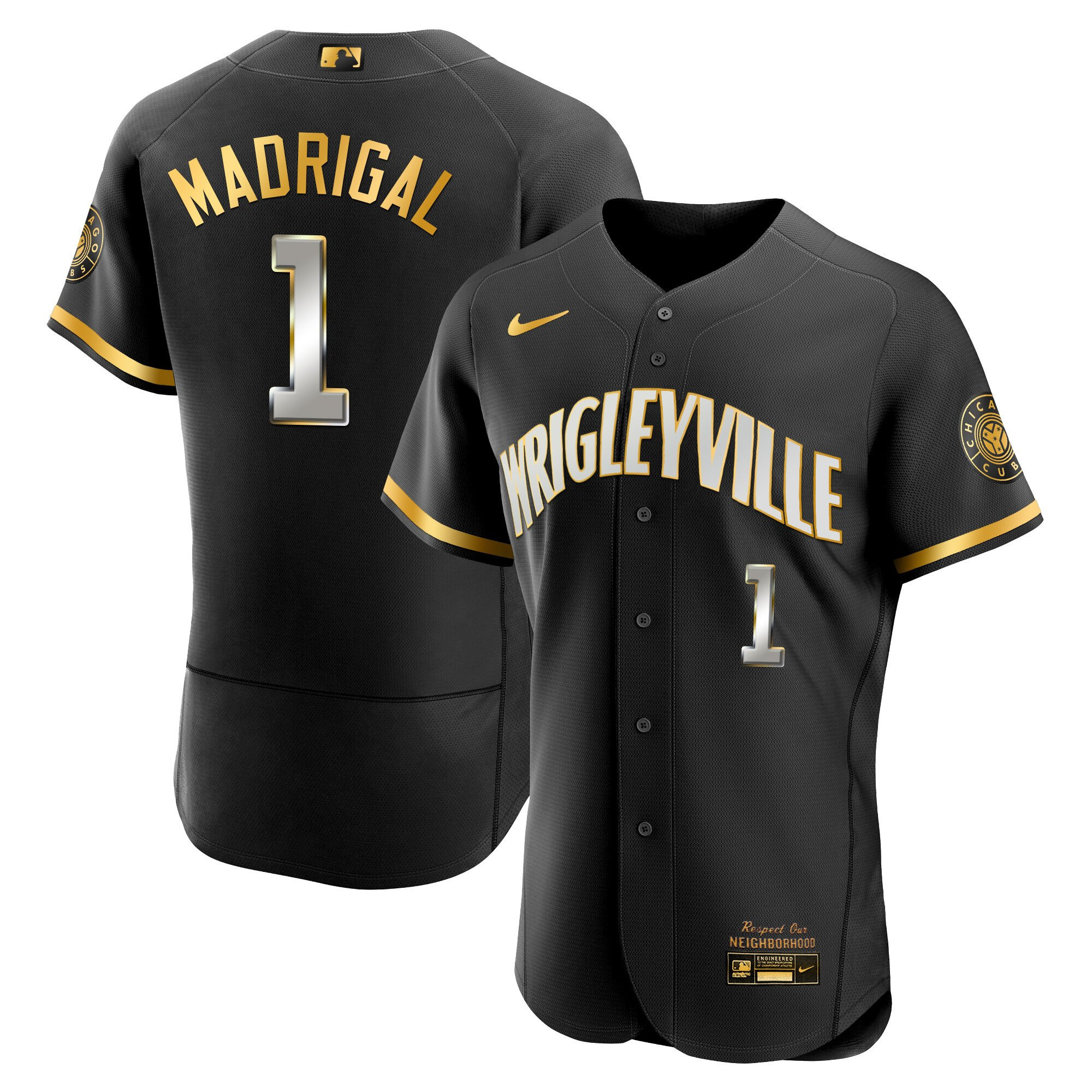 Nick Madrigal Men's Chicago Cubs City Connect Gold Flex Black Limited Jersey - All Stitched