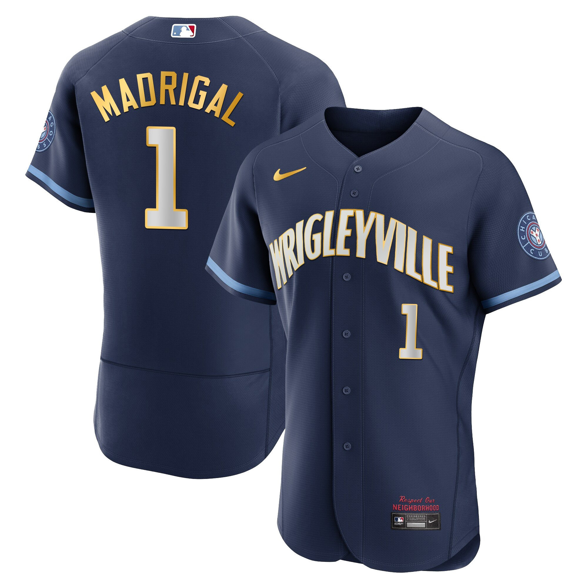 Nick Madrigal Men's Chicago Cubs City Connect Gold Flex Gold Trim Jersey - All Stitched