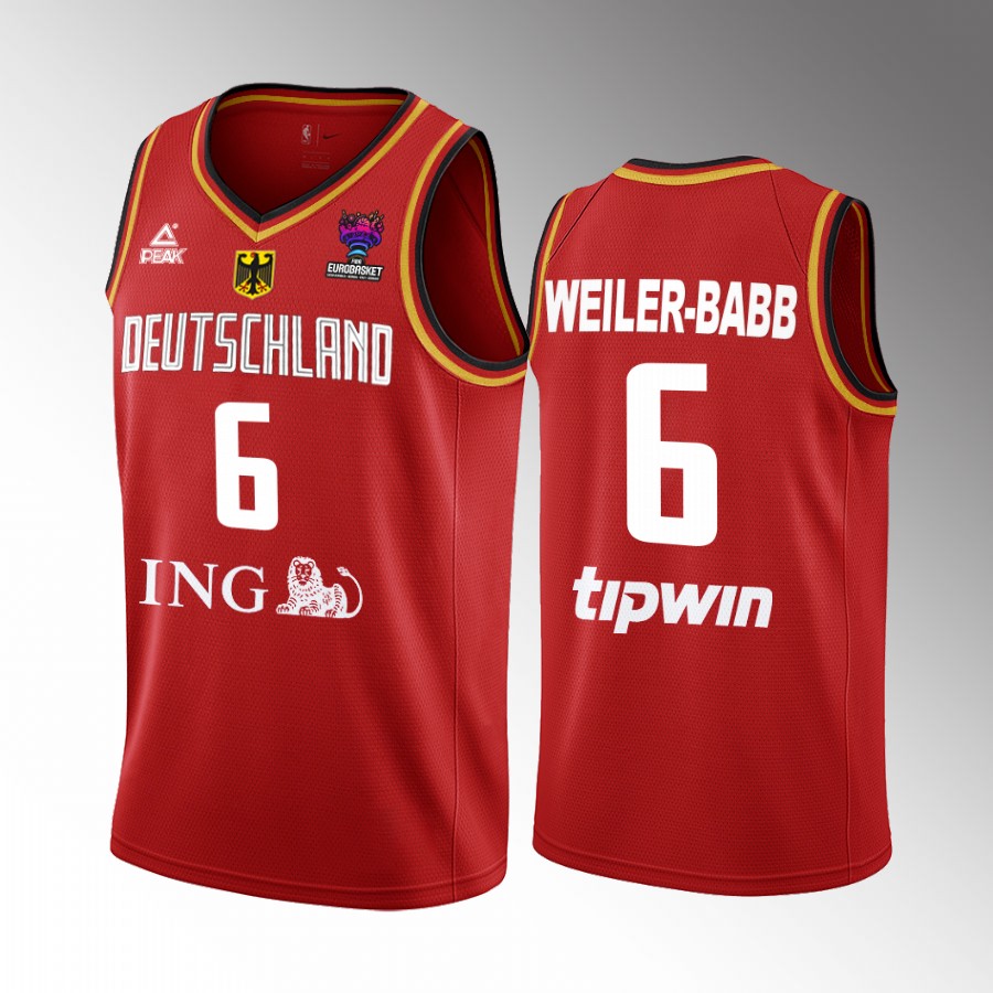 Nick Weiler-Babb Germany FIBA EuroBasket 2022 Red Jersey #6