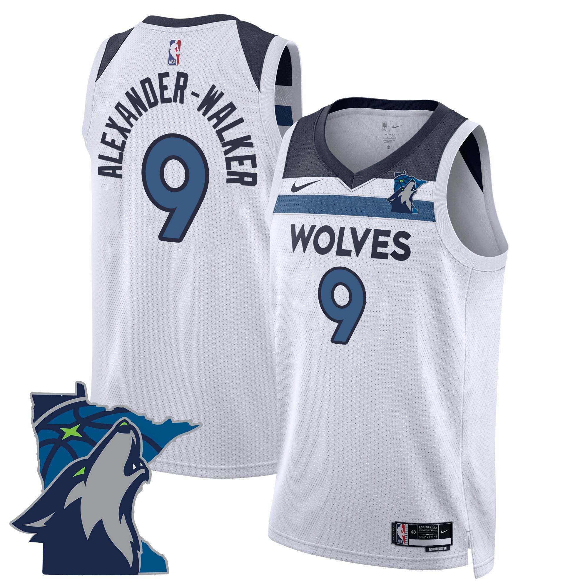 Nickeil Alexander-Walker Men's Minnesota Timberwolves Swingman - Minnesota Patch Association Jersey - All Stitched