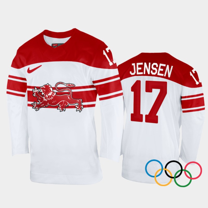 Nicklas Jensen Denmark White Home Jersey 2022 Winter Olympics