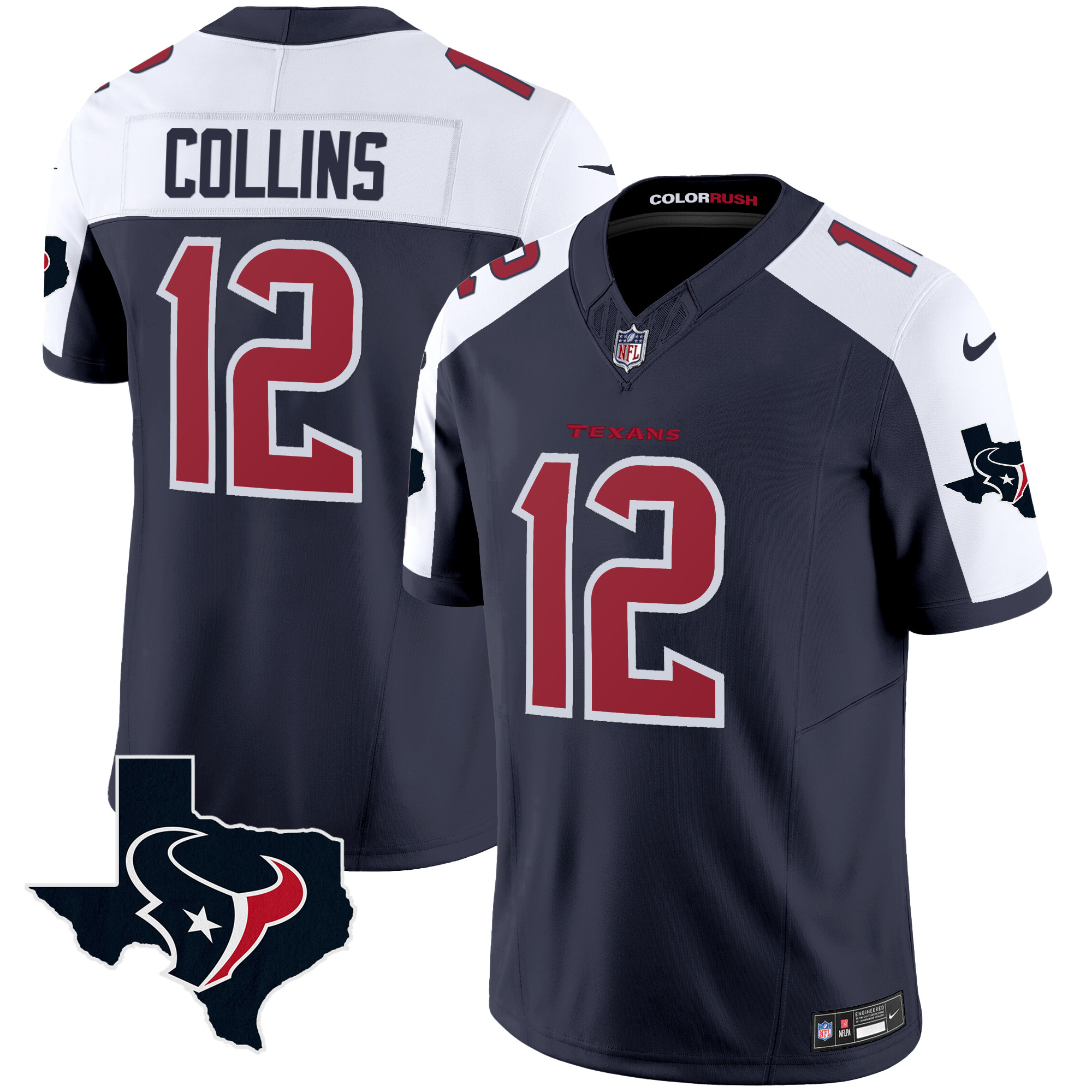 Nico Collins Men's Houston Texans Color Rush Legend Vapor Navy Alternate Jersey - All Stitched 